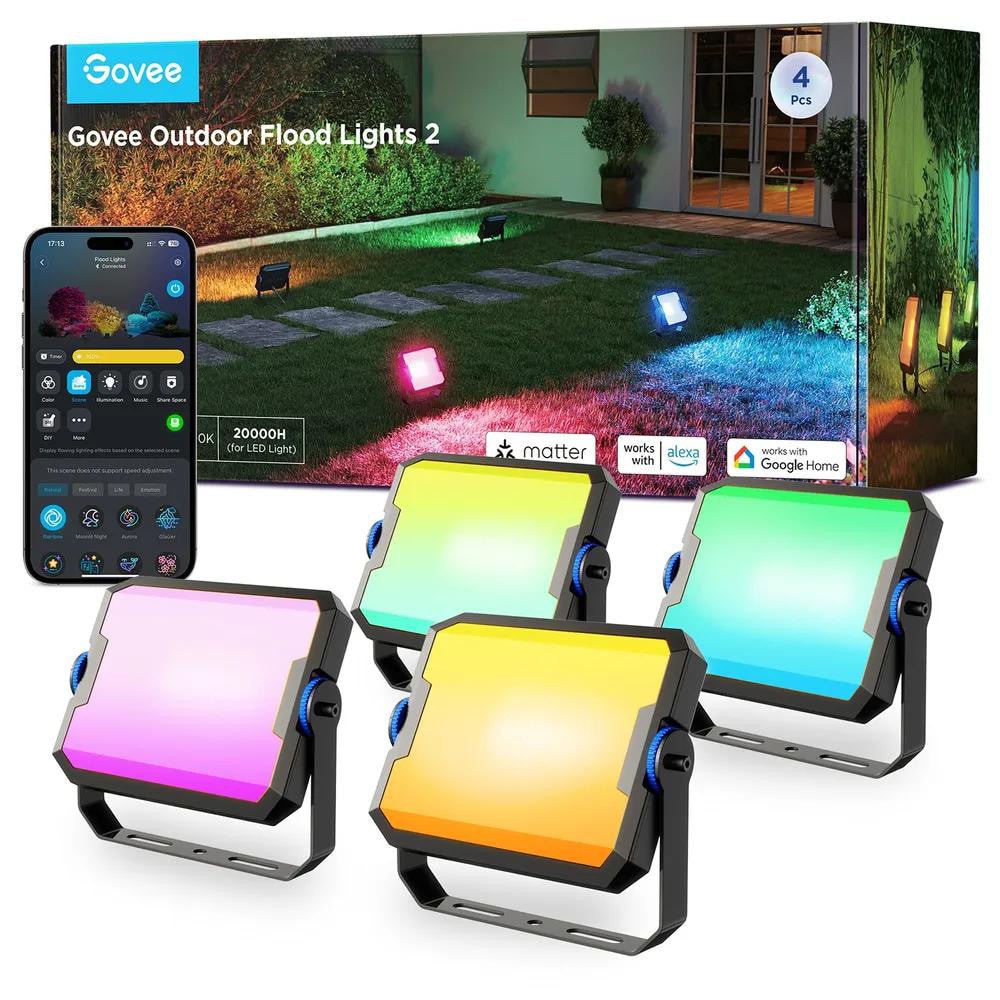 Govee H8057 Intelligente Gartenbeleuchtung Wi-Fi/Bluetooth Matter-Kompatibel Größe 2 Schwarz