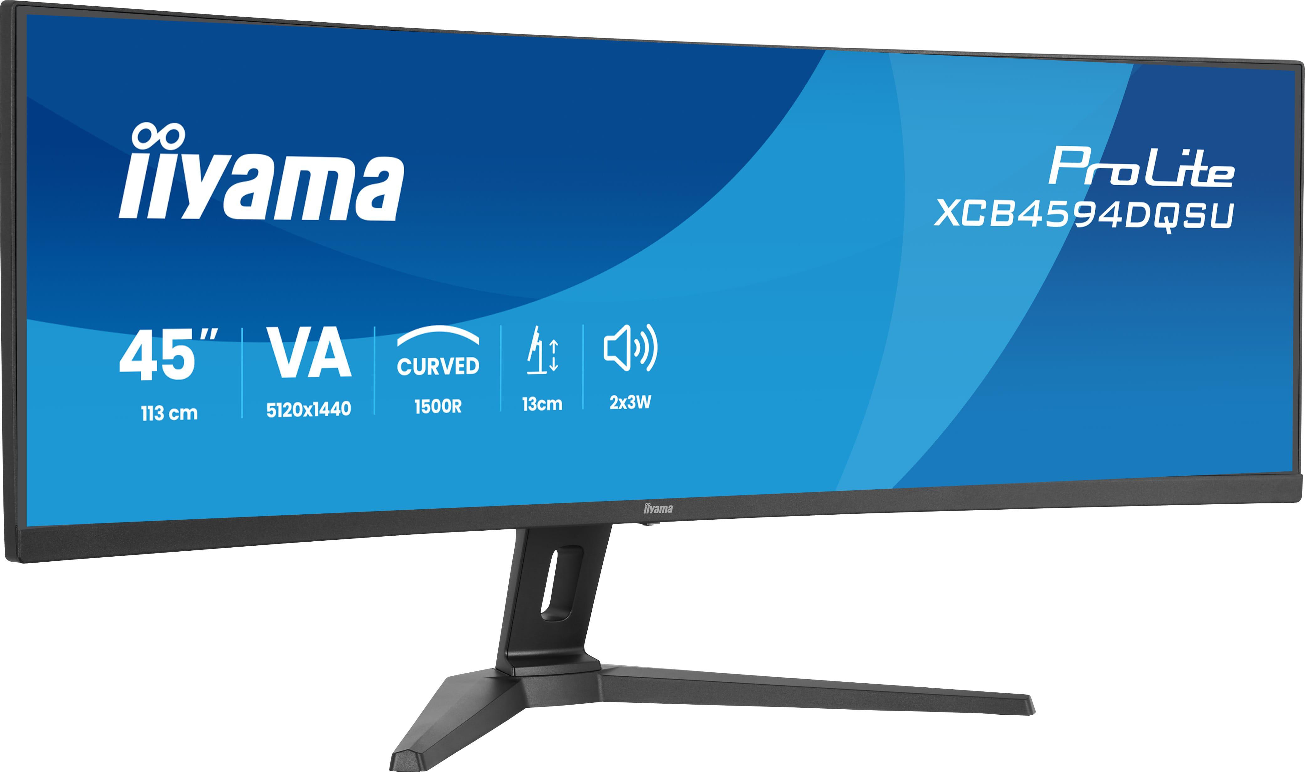 iiyama Prolite XCB4594DQSU-B1 Curved Dual-QHD VA-Monitor | 113 cm, 44,5", 32:9, 1500R, HDMI, DP, USB3.2, USB-C, HDR, Adaptive Sync, Lautsprecher, Höhenverstellung, VESA, schwarz - Bild 4