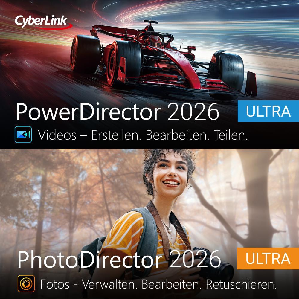 CyberLink Europe Cyberlink PowerDirector 2026 Ultra & PhotoDirector 2026 Ultra Duo Download Code PNP-0900-IWT0-00