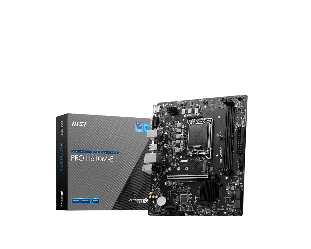 Msi Pro H610m-E Mainboard Matx 1700 M.2/Hdmi/Vga Größe 14 Gold