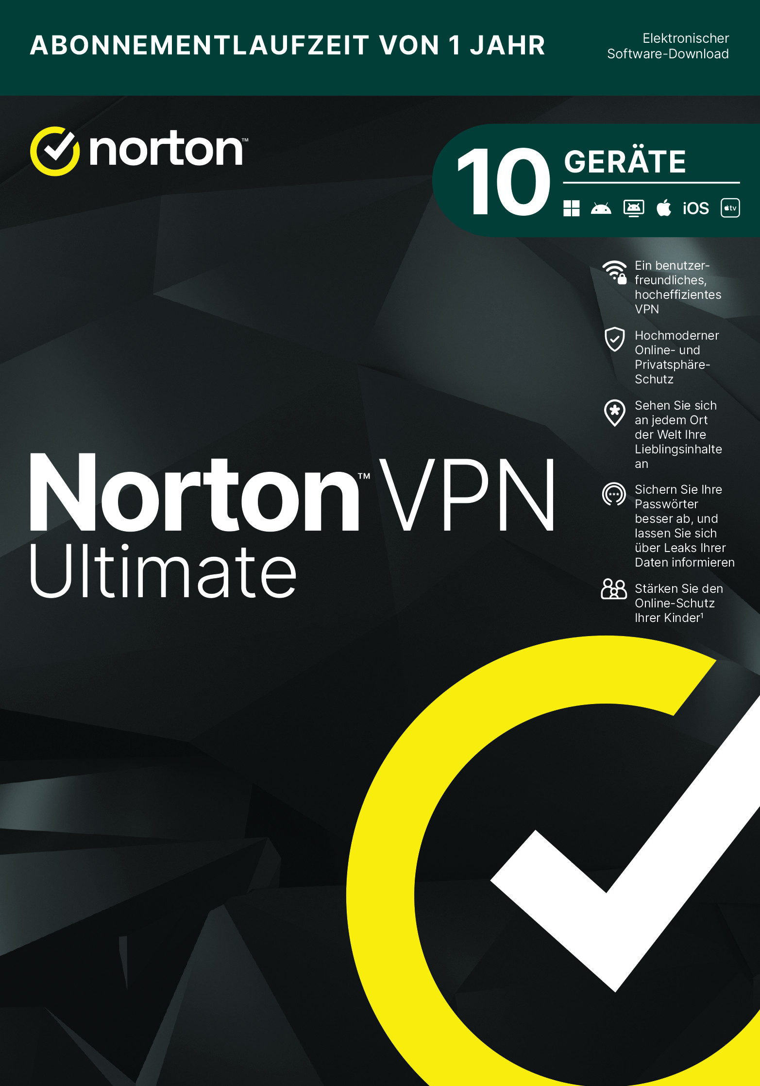 Norton VPN Ultimate ND No Privacy Monitor 50GB CE 1 Nutzer/10 Geräte/1Jahr DE ESD