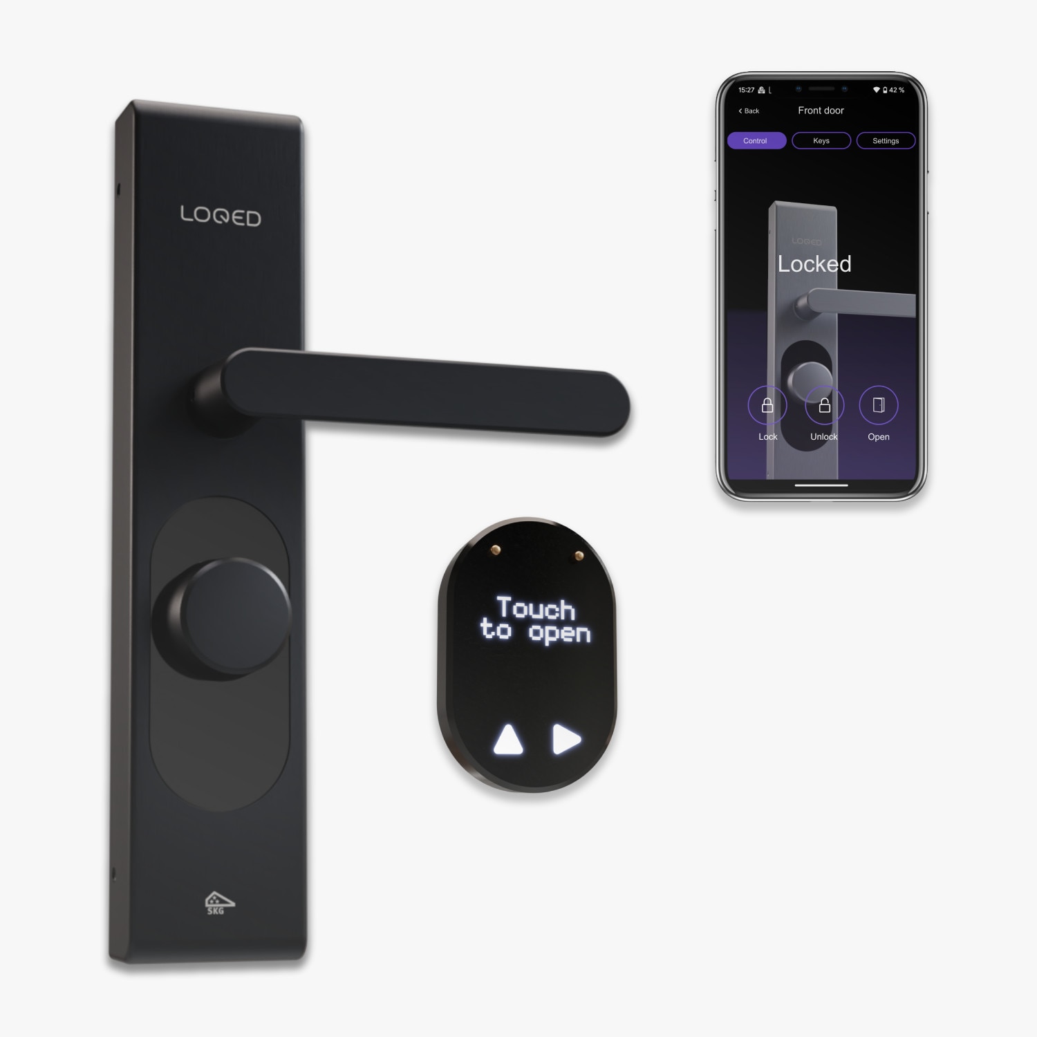Shelly Loqed Smartes Türschloss Schwarz Wlan Bt Pin-Code Touch Europrofil Silber Shelly_loqed_black - Image 3