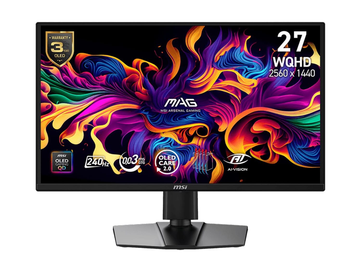 Msi Schwarz Mag 272Qpde Qd-Oled X24 27" Qhd Gaming-Monitor - Qd-Oled, 2560 × 1440, 240 Hz, 0,03 Ms, Adaptive-Sync, Usb-C, - Bild 2