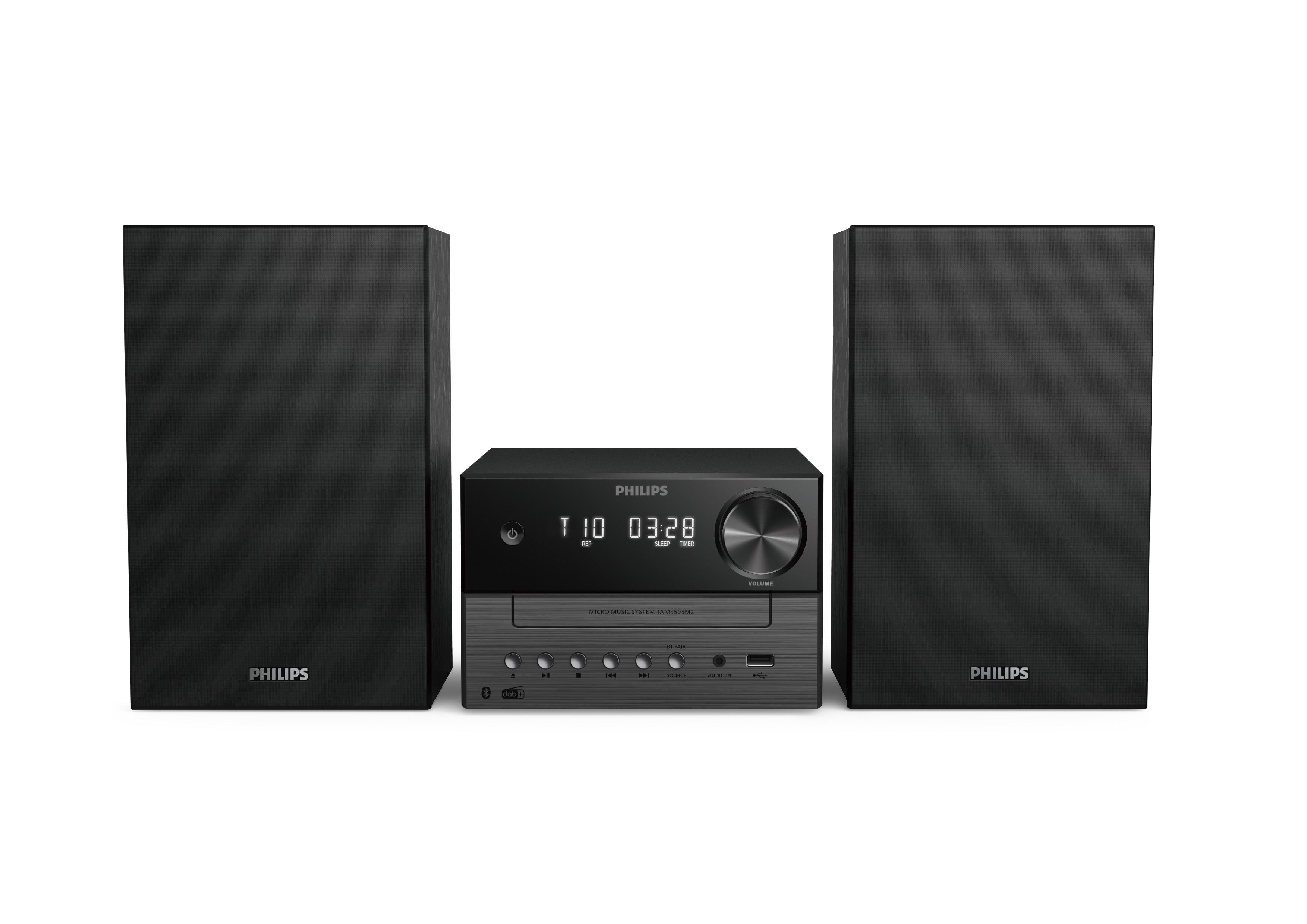 Philips 3000 Series Tam3505m2/12 Heim-Audio-Mikrosystem Mit Cd Usb Bt Größe 20 Schwarz