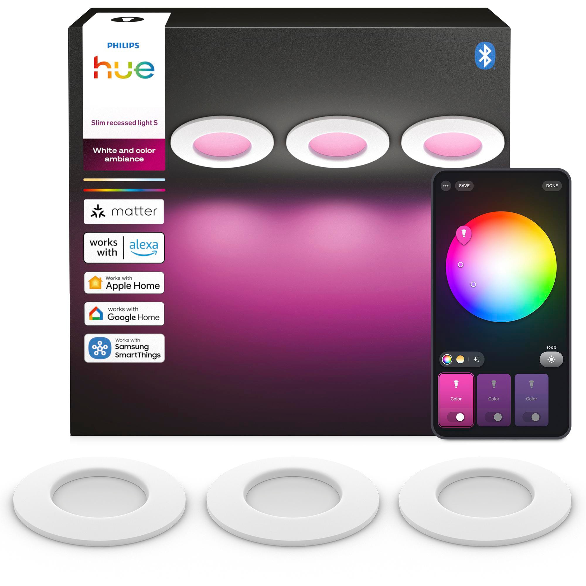Philips Hue Slim recessed spotlight 90 mm White - 3-pack - Bild 4