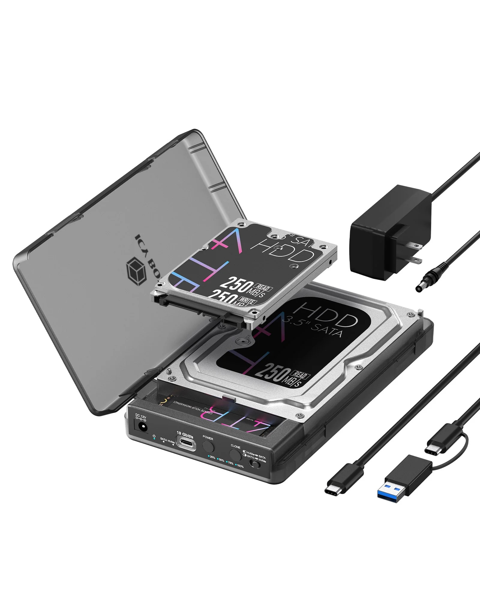 Raid Sonic Raidsonic Icy Box Spade Clone 3882 Klonstation Für Sata/Nvme Größe 2 Schwarz