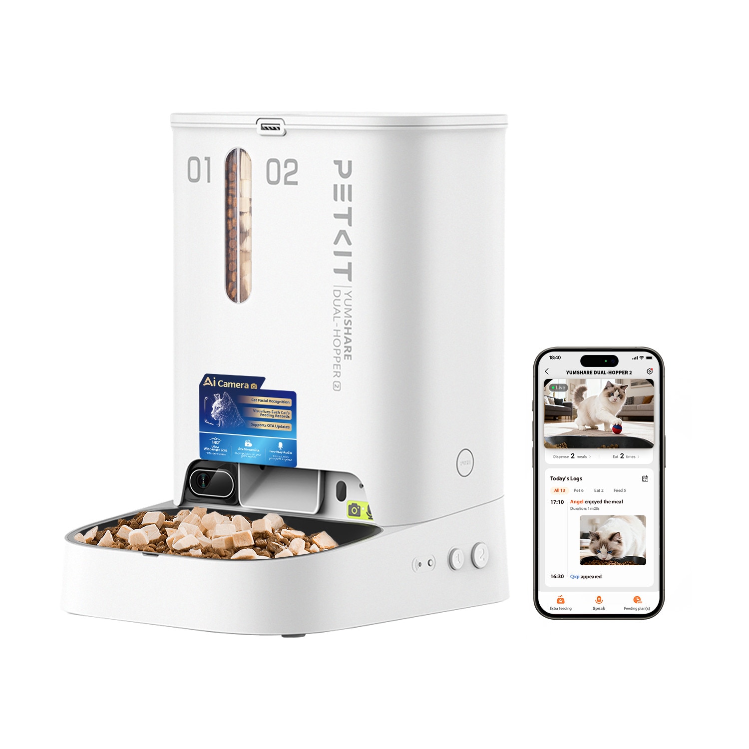 PETKIT YUMSHARE Dual-Hopper 2 Futterautomat mit Kamera