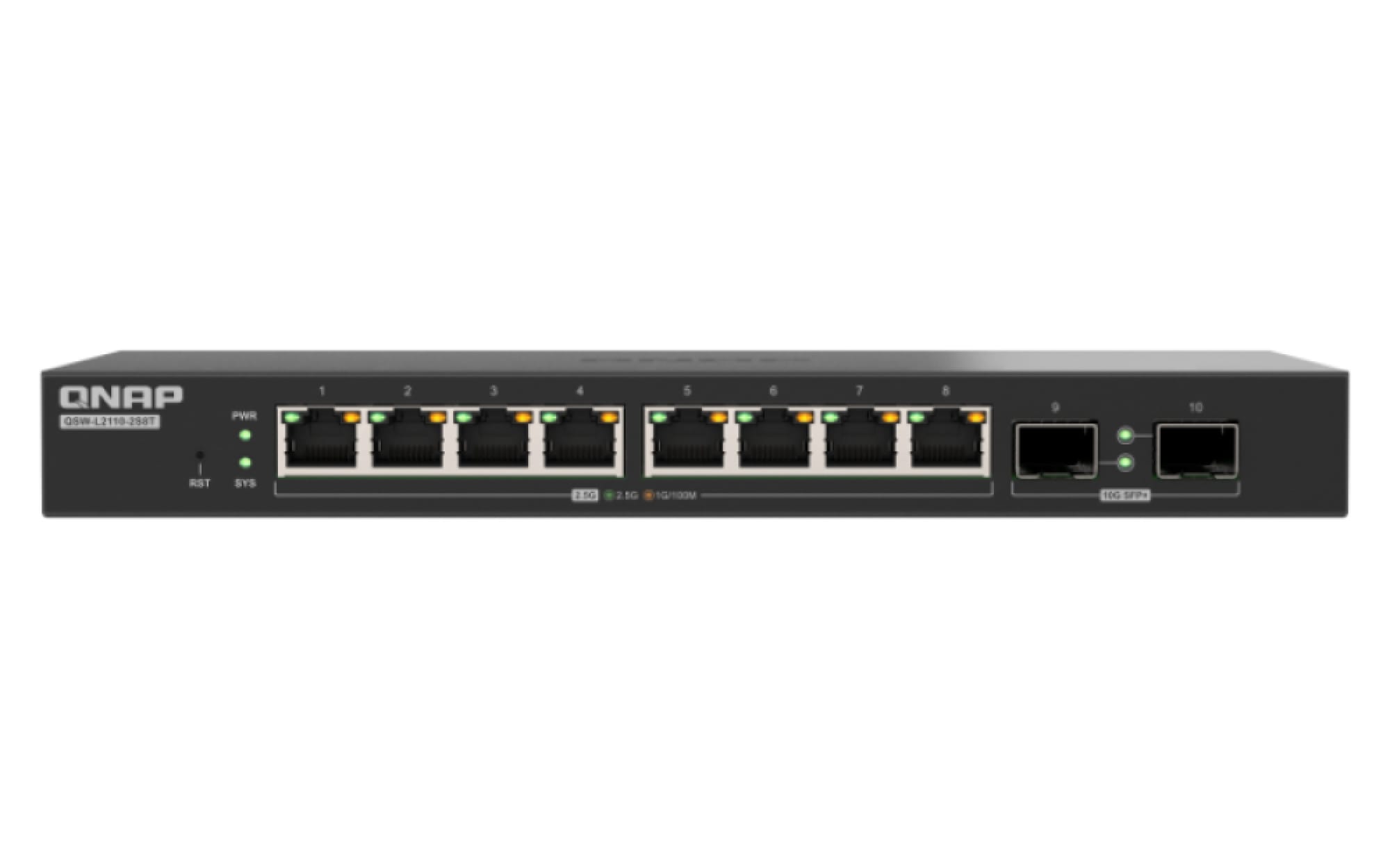 QNAP QSW-L2110-2S8T 8 ports 2,5GbE RJ45, 2 ports 10G SFP+/ NBASE-T Combo Switch Image