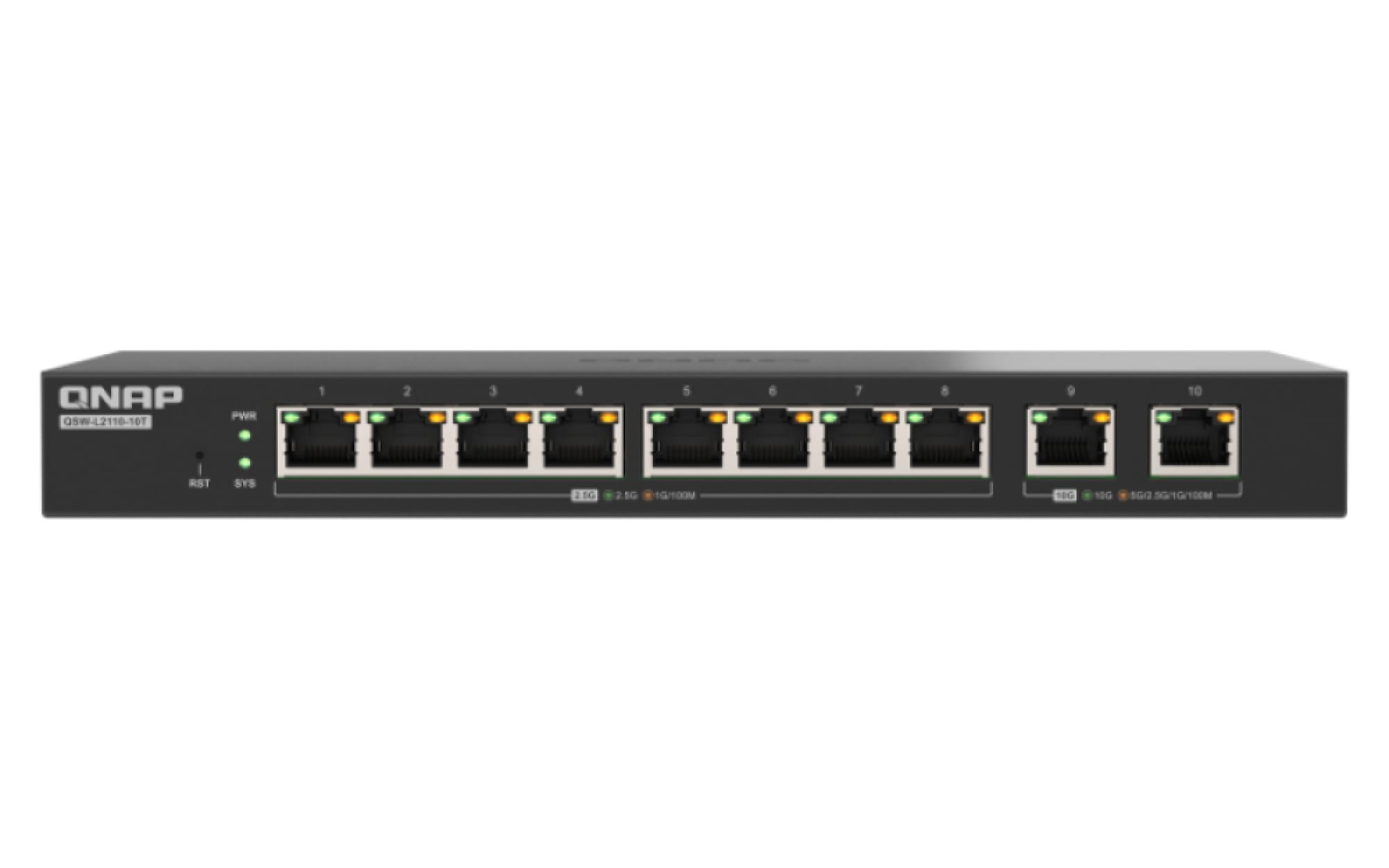 QNAP QSW-L2110-10T 8 ports 2,5GbE RJ45, 2 ports 10GbE Base-T Uplink-Ports Combo Switch Image