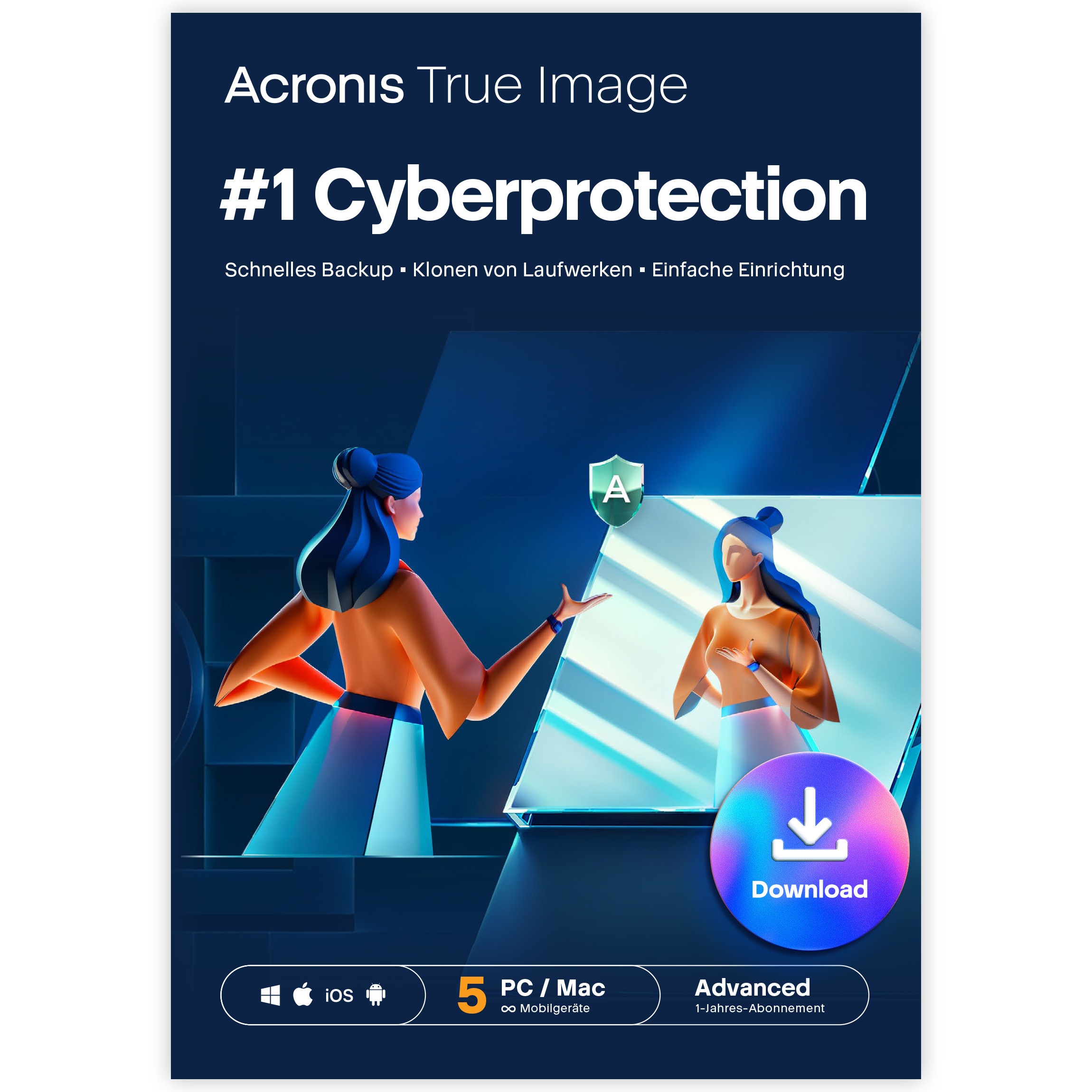Acronis True Image Advanced Subscription 5 Computer + 250 GB Acronis Cloud Storage - 1 Jahr