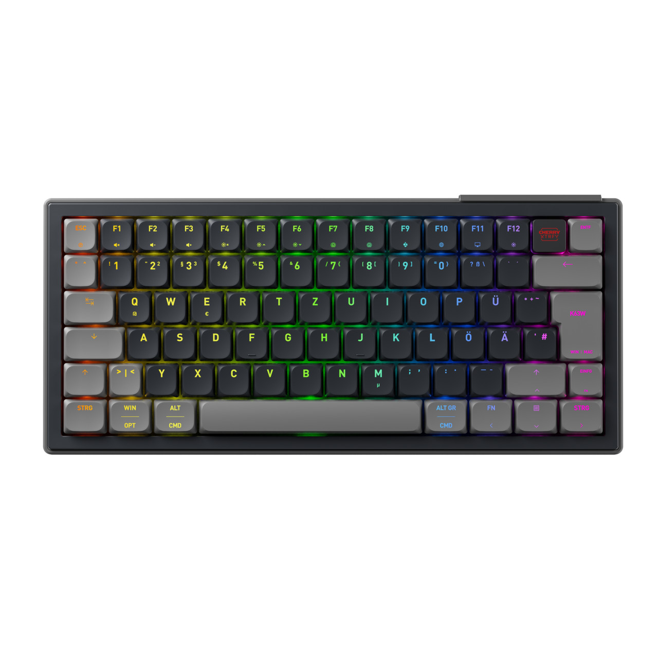 Cherry XTRFY K63W Pro Kompakt Gaming-Tastatur, kabellos, TKL (70%), MX Low-Profile 2.0 Switches, RGB, Bluetooth