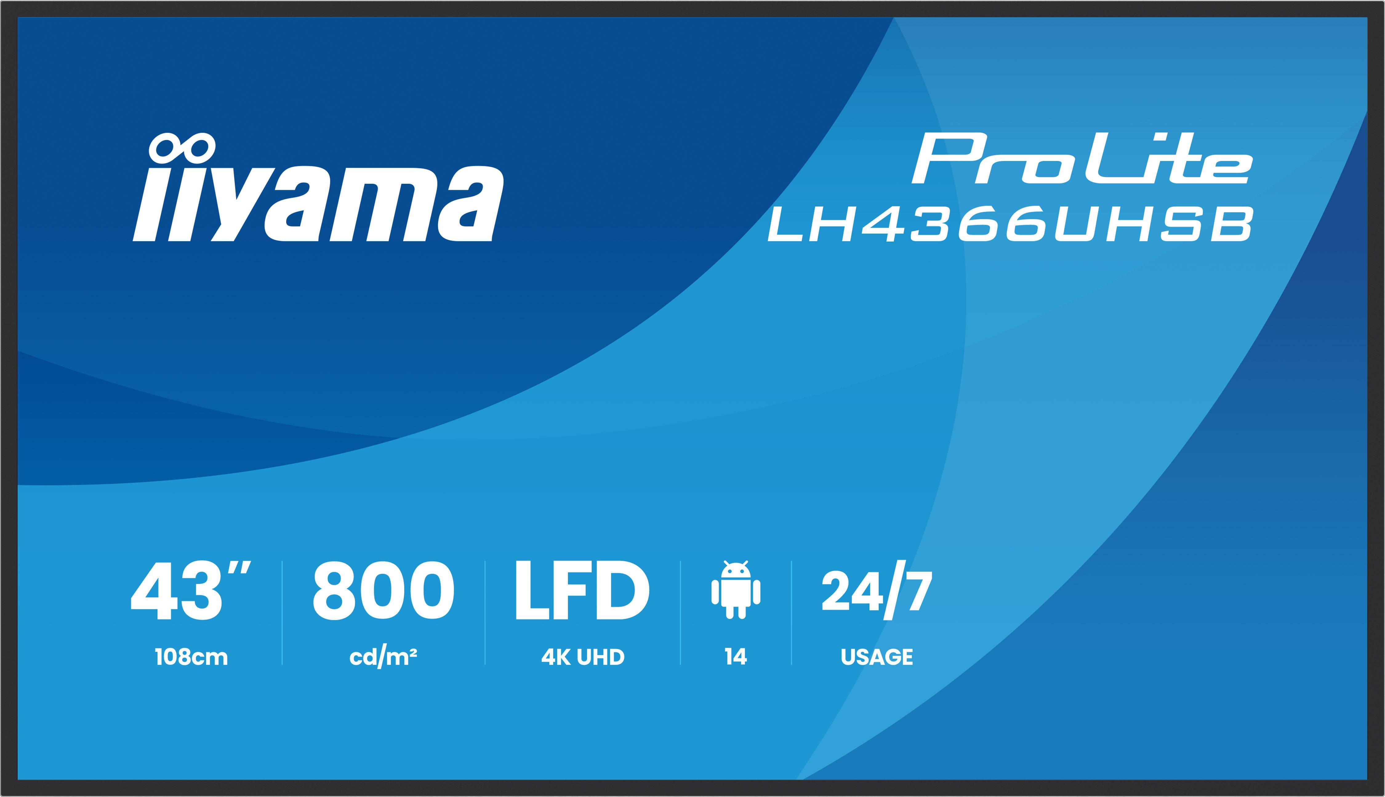 iiyama ProLite LH4366UHSB-B1AG 108cm (43") 4K UHD Monitor HDMI/DP/USB-C