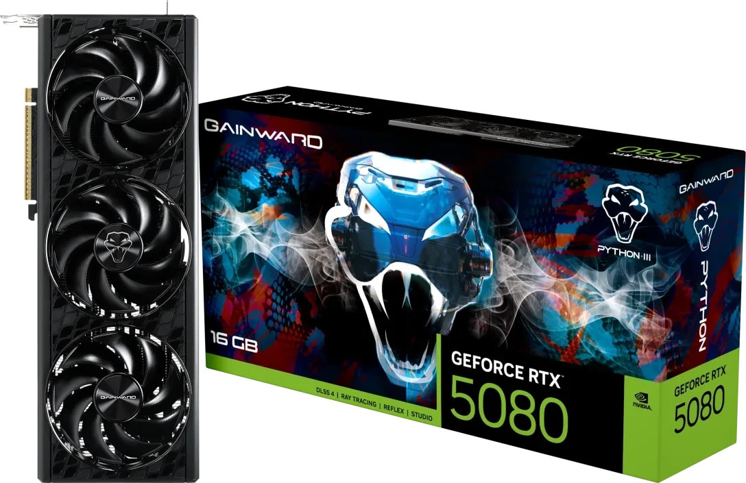 GAINWARD GeForce RTX 5080 Python III 16GB GDDR7 Grafikkarte HDMI/3xDP