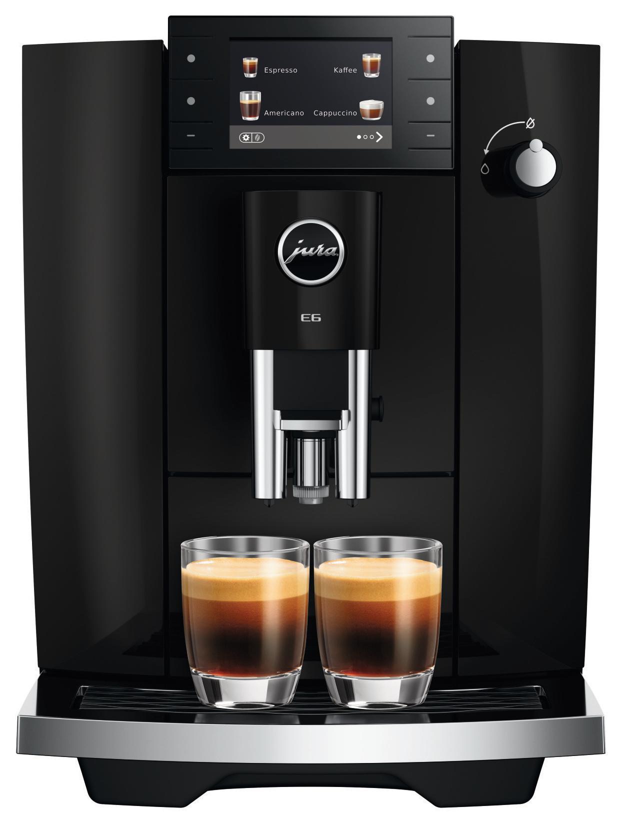 Jura E6 (Ed) Kaffeevollautomat, Spezialitäten, 3,5''-Farbdisplay, Wifi-Fähig, Hot & Light Brew, Feinschaum-Technologie, Energiesparmodus, Piano Black Größe 17 Schwarz