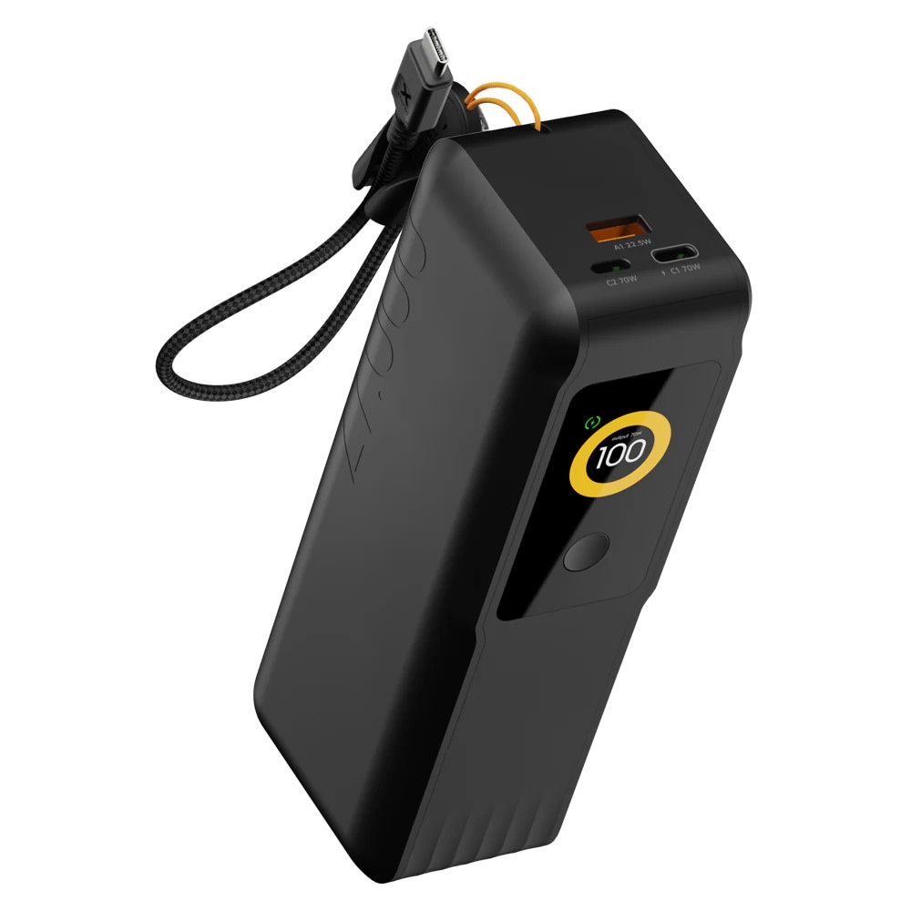 Xtorm Nextgen6 Powerbank Mah 70W / Pd / 2X Usb-C / 1X Usb-A Integriertes Ladekabel Größe 27.000 Schwarz