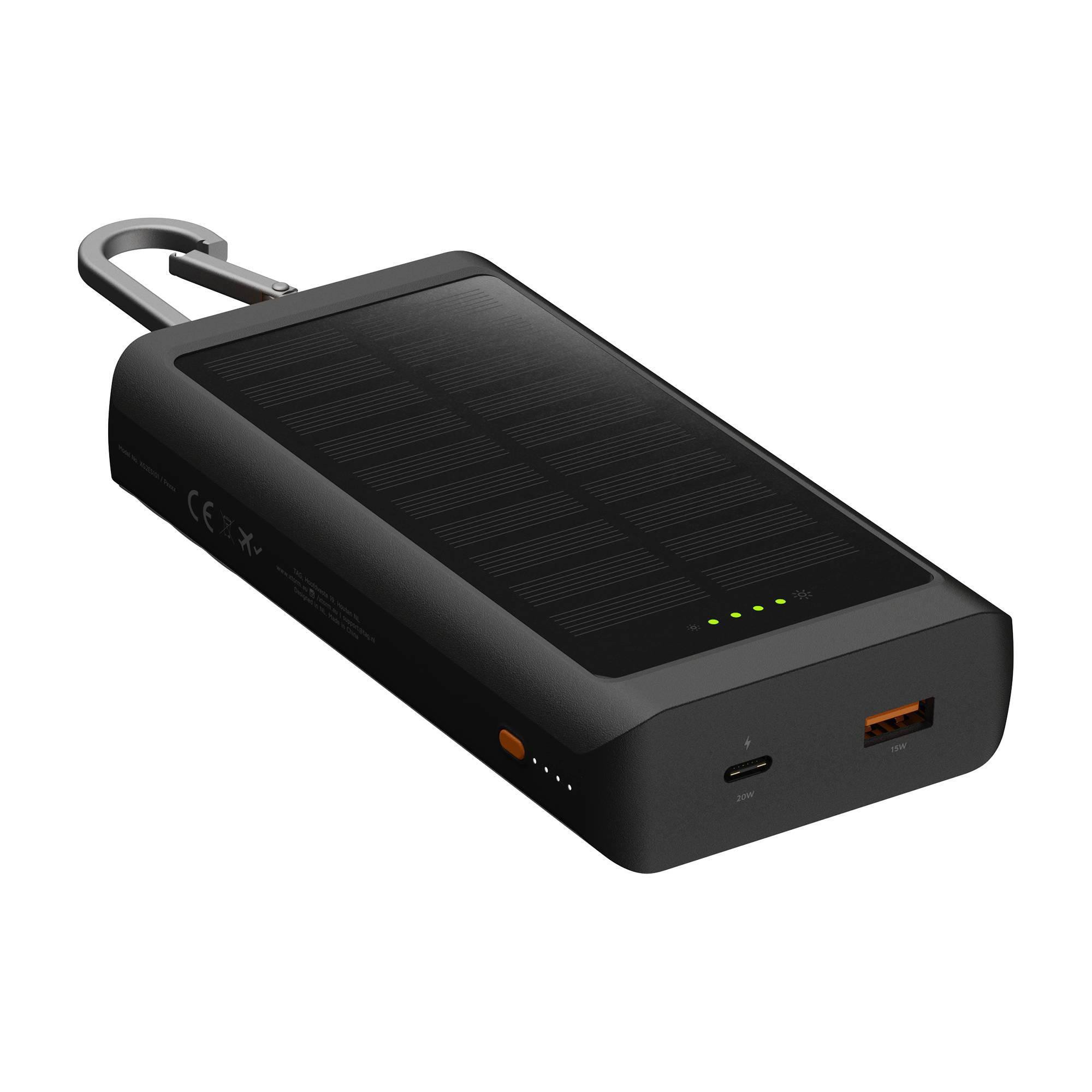 Xtorm Go2 Series Solar Powerbank & Taschenlampe Mah 20W/ 1X Usb-C/ 1X Usb-A Charcoal Größe 10.000 Schwarz