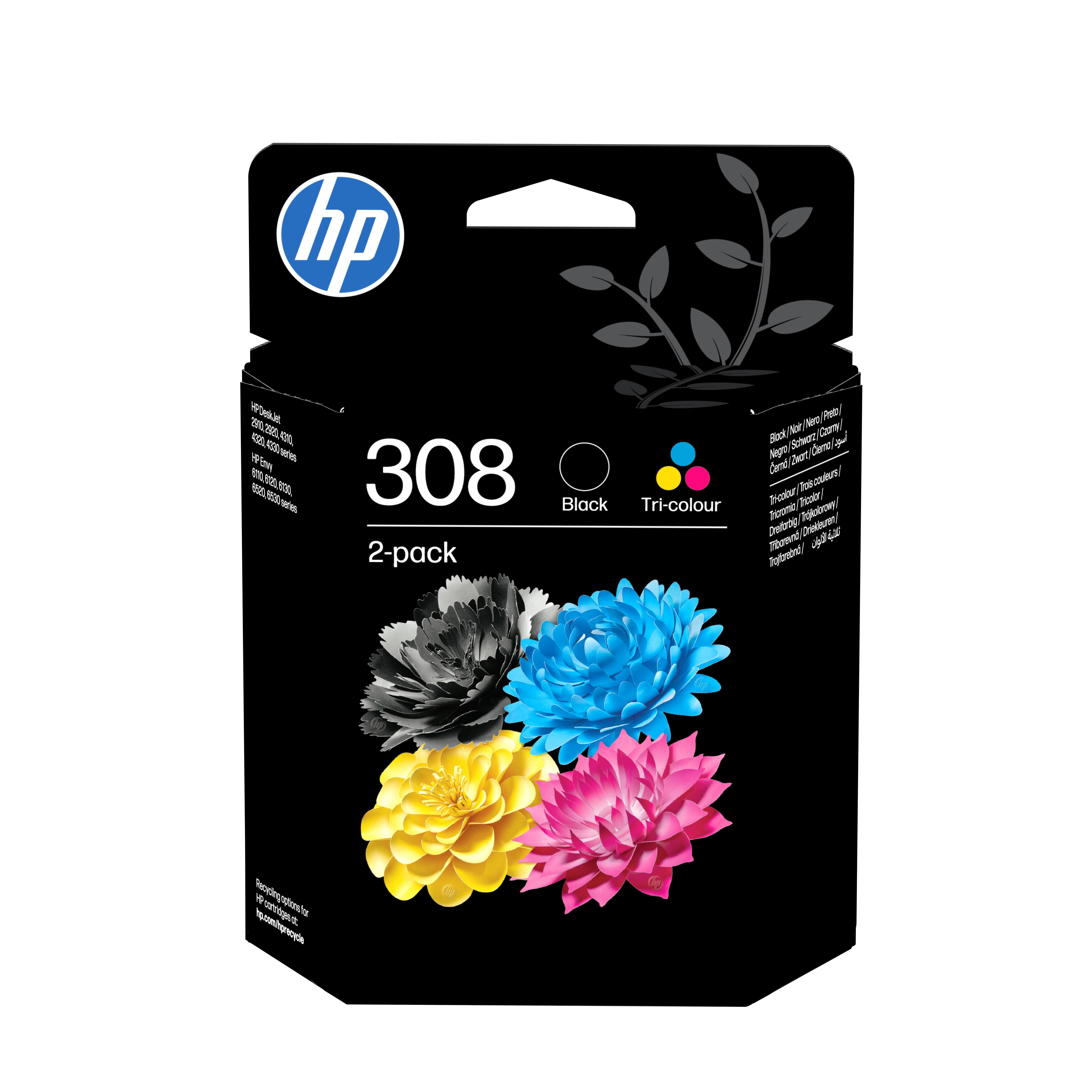 Hp Original 308 Druckerpatrone Tricolour Kombi-Pack (6L6s6ue#Ls1) Für Ca. 280 Seiten Instant Ink Schwarz/Gelb 6L6s6ue#Ls1 - Image 2