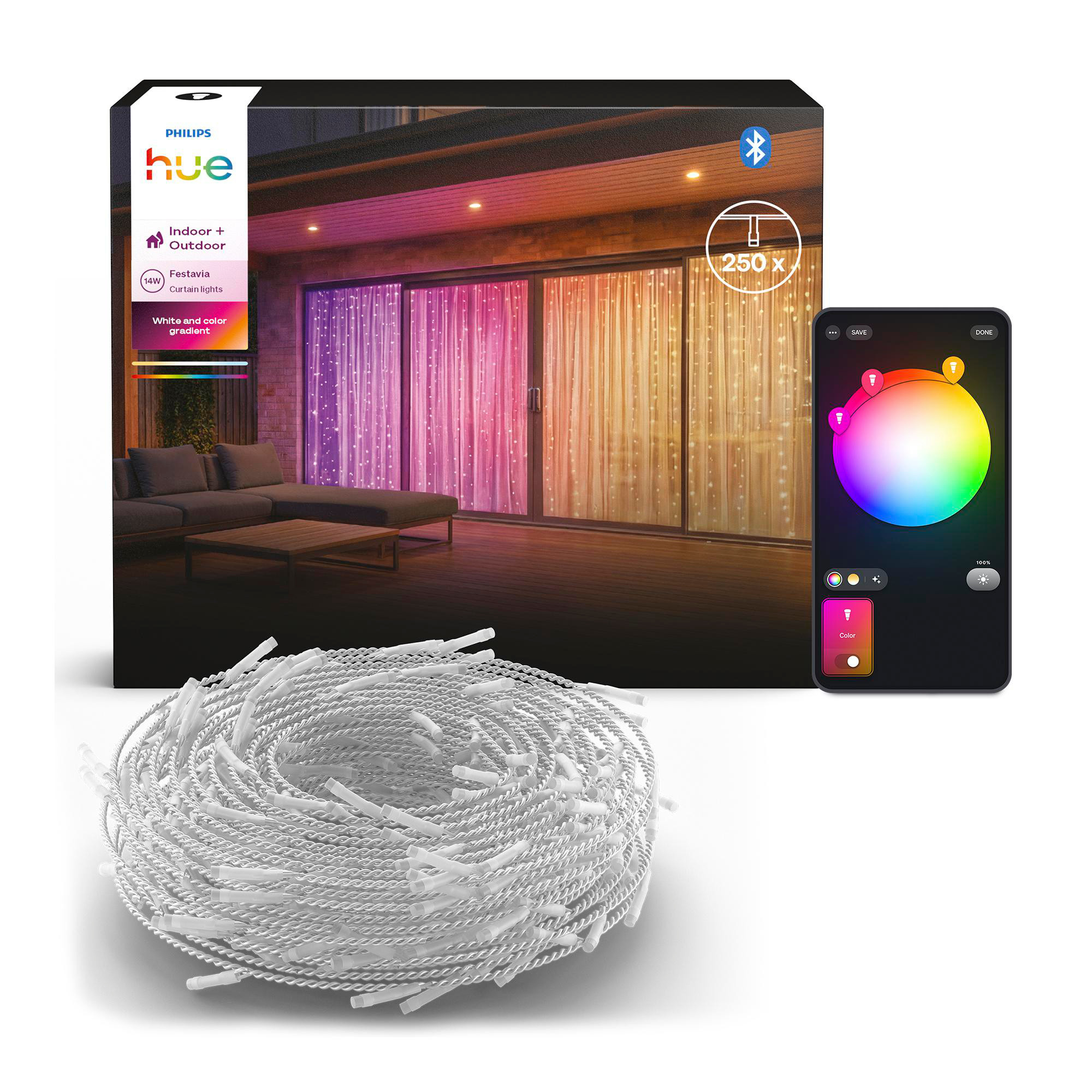 Philips Hue Außenleuchten Festavia Lichtervorhang – 1,35 X 2 M, 250 Leds - Bild 4