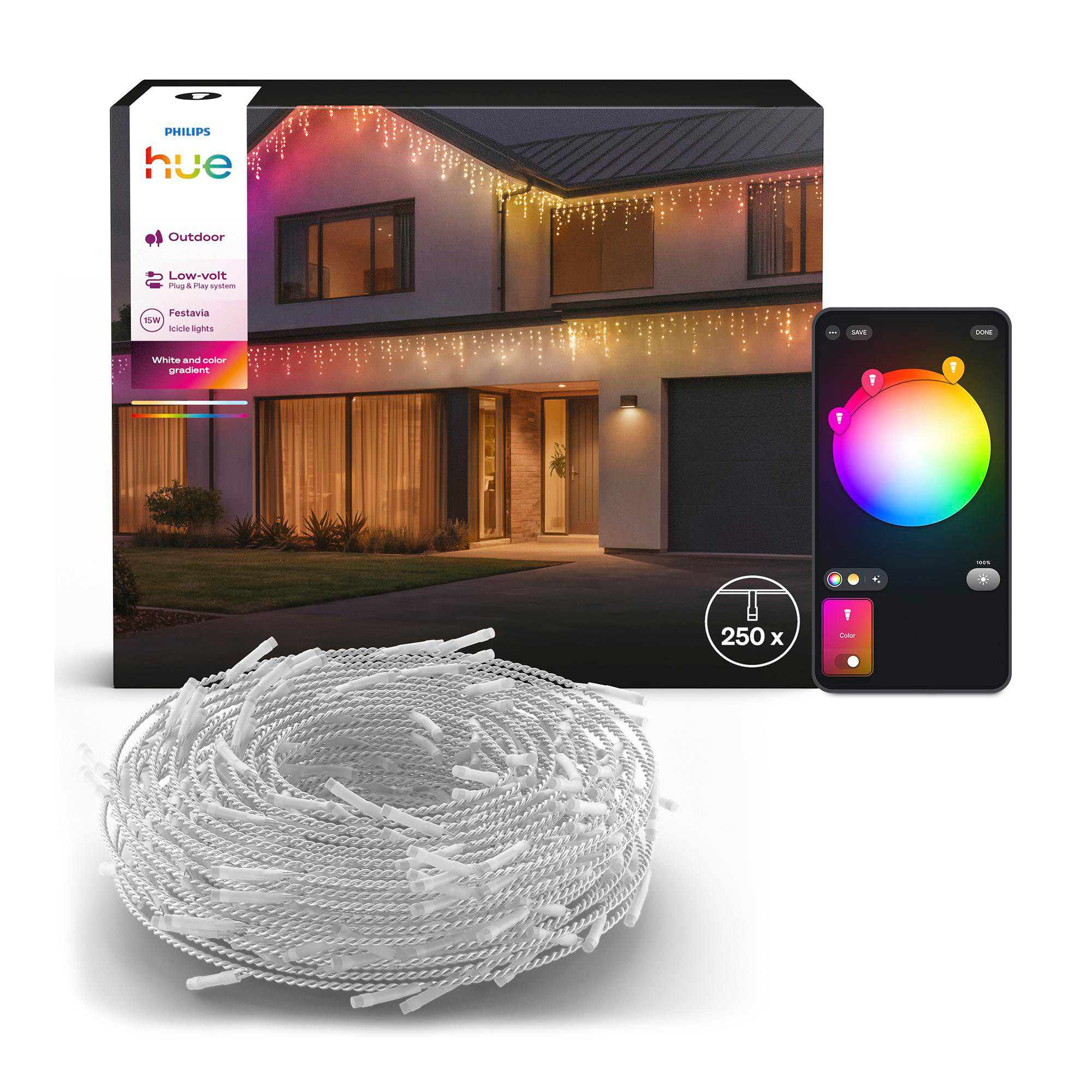 Philips Hue Transparent Lichterkette, Festavia Icicles (8.85 M) - Bild 4