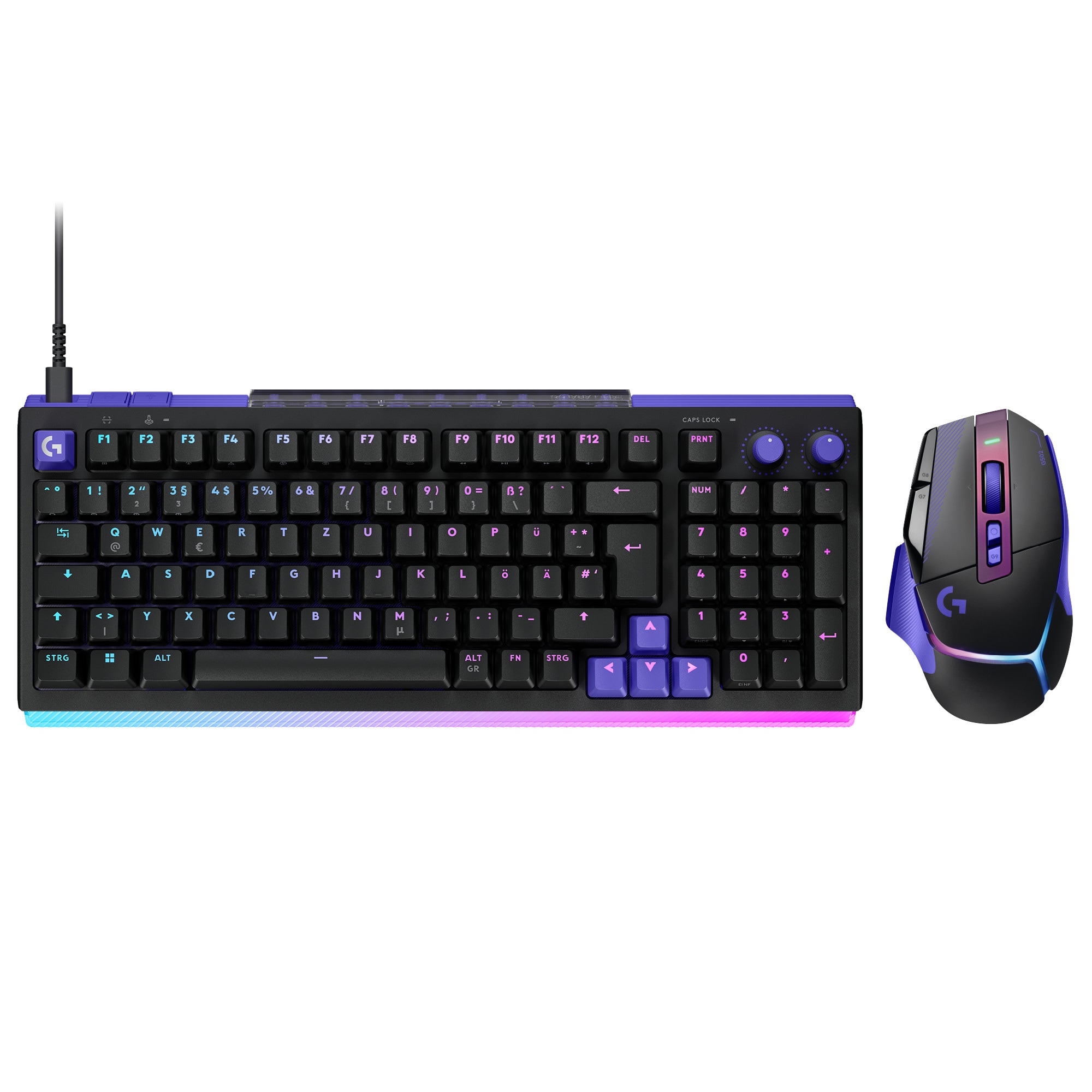 Logitech G Gaming Set G512 X 98 RGB Gaming-Tastatur & G502 X PLUS LIGHTSPEED Wireless Gaming-Maus – Esports Performance Set, Schwarz-/Dunkles Lila