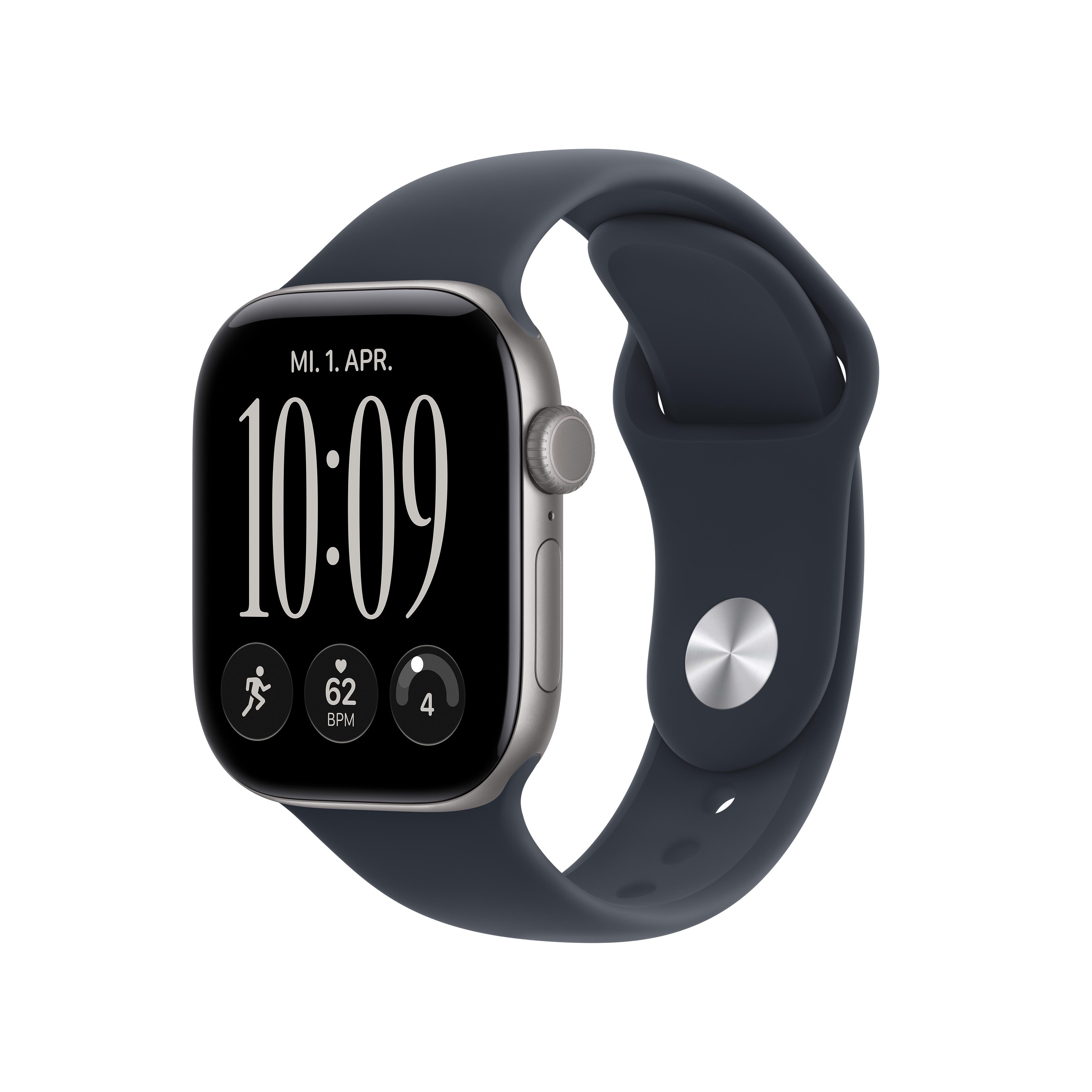 Apple Watch Series 12 GPS 42mm Space Grey Aluminium Gehäuse mit Navy Blue Sport Band - M/L