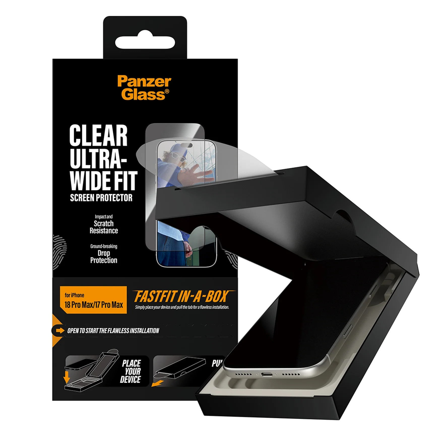 PanzerGlass Displayschutzglas Ultra-Wide Fit FastFit IN-A-BOX Apple iPhone 18/17 Pro Max