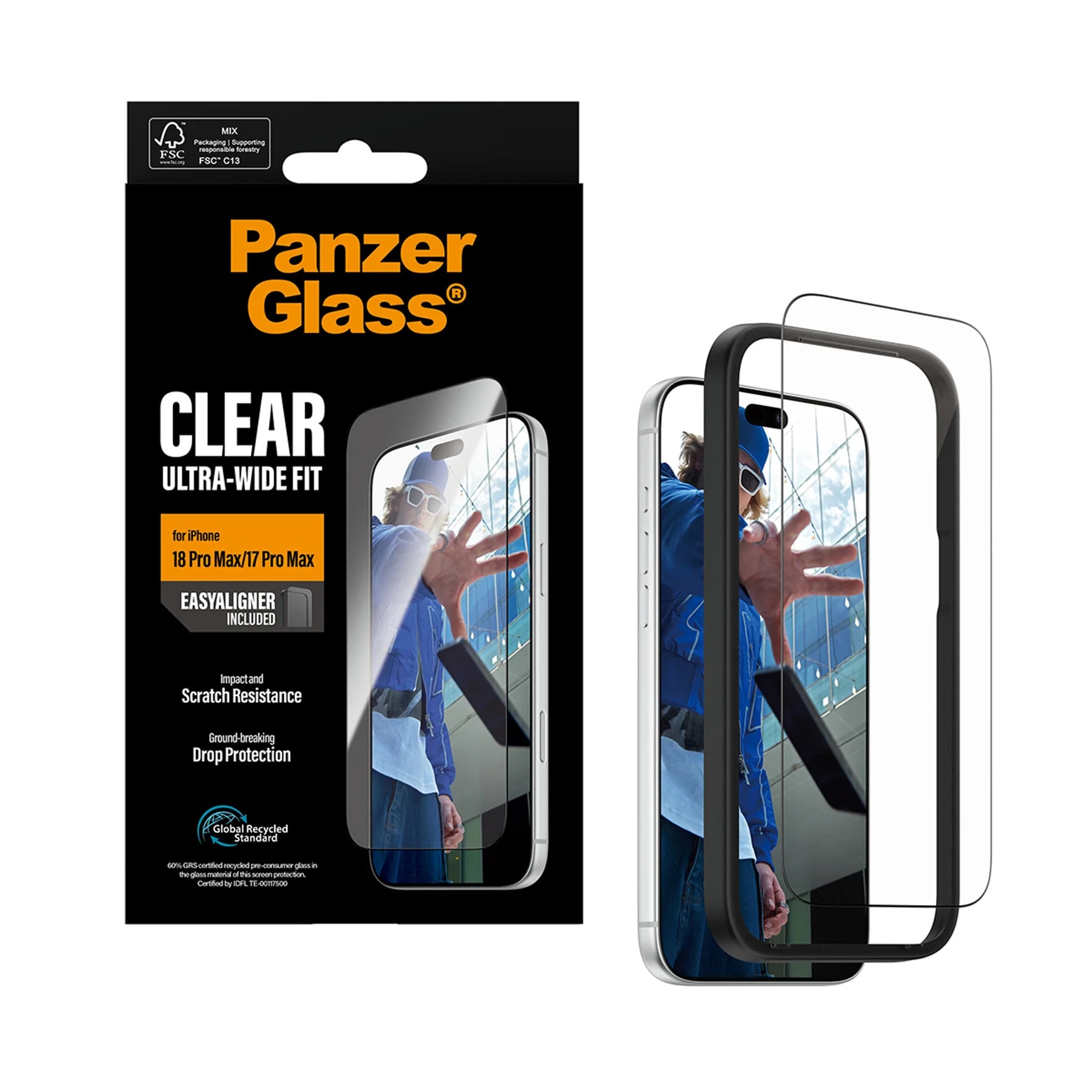PanzerGlass Displayschutzglas Ultra-Wide Fit m. EasyAligner Apple iPhone 18/17 Pro Max