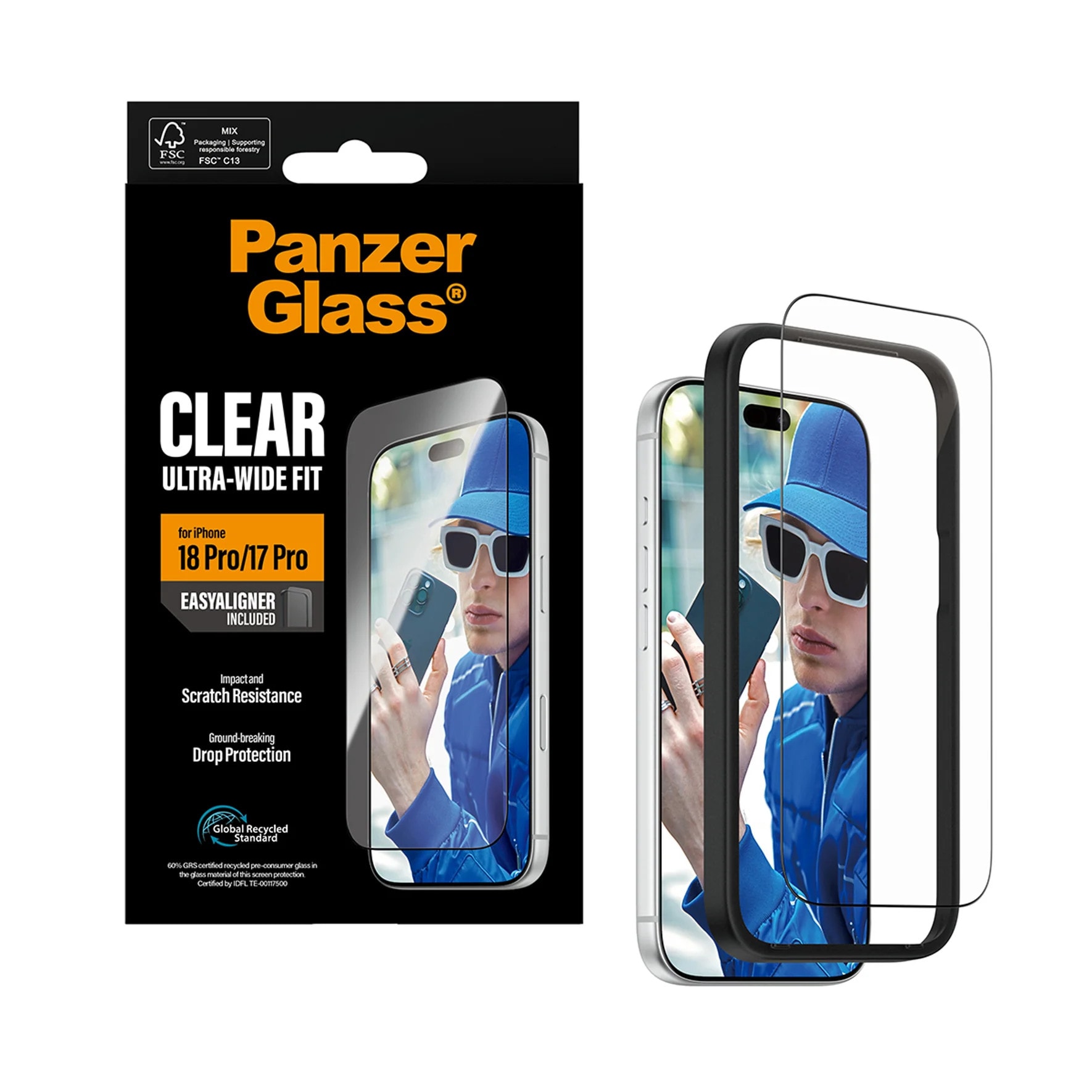PanzerGlass Displayschutzglas Ultra-Wide Fit m. EasyAligner Apple iPhone 18/17 Pro