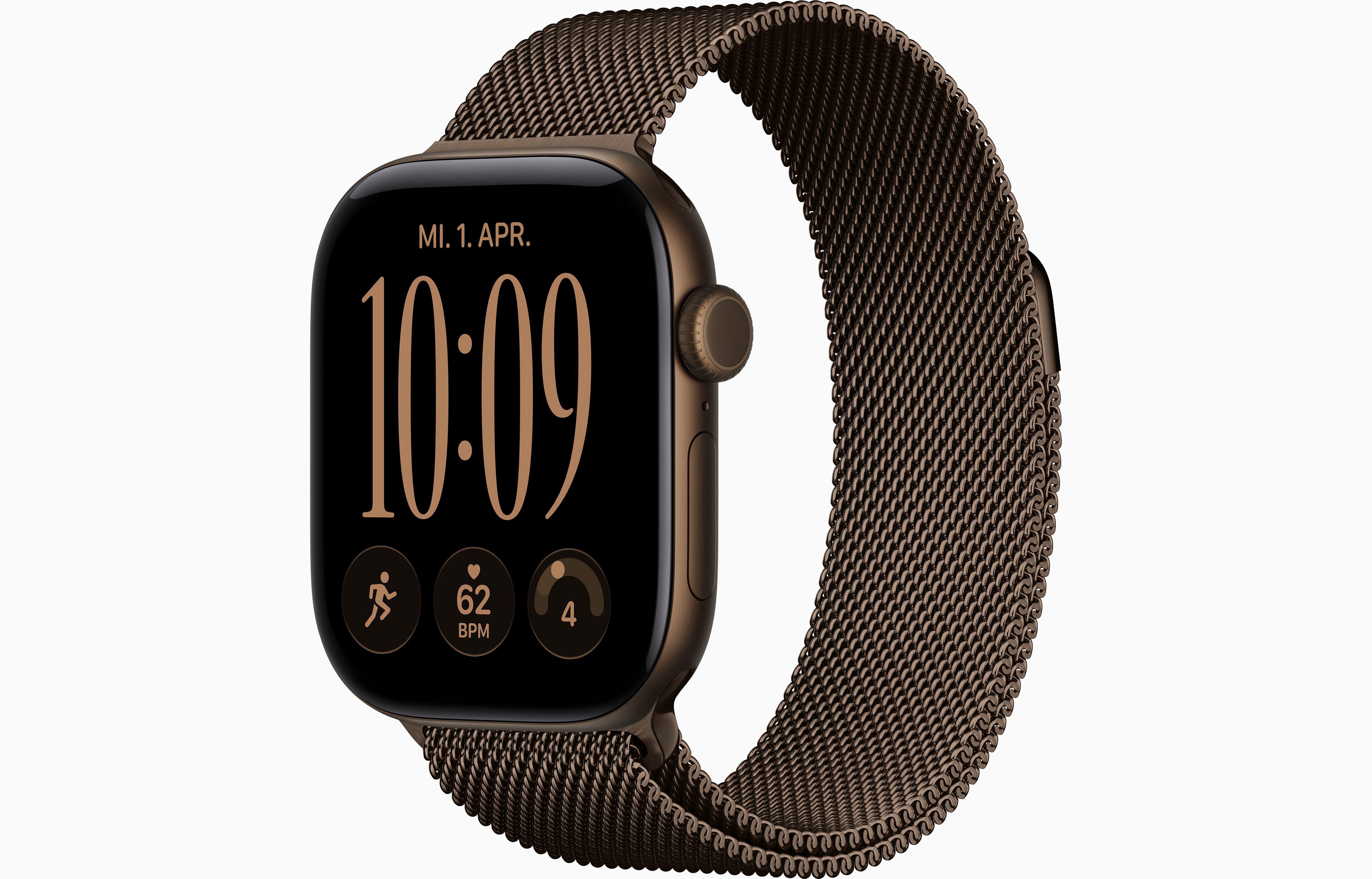 Apple Watch Series 12 GPS + Cellular 42mm Dark Bronze Aluminium Case with Dark Bronze Milanese Loop