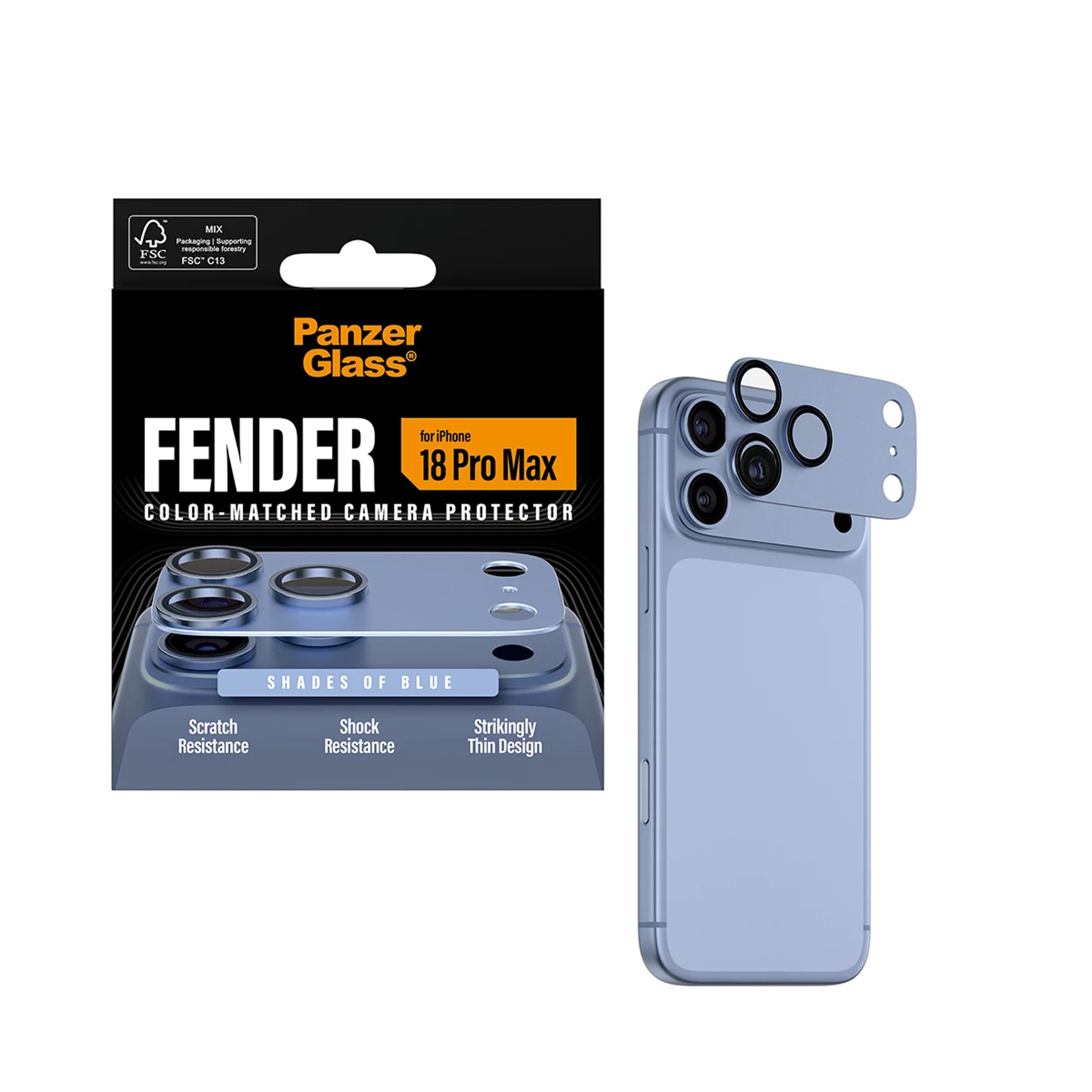 PanzerGlass Fender Kameraschutz Shades of Blue iPhone 18 Pro Max