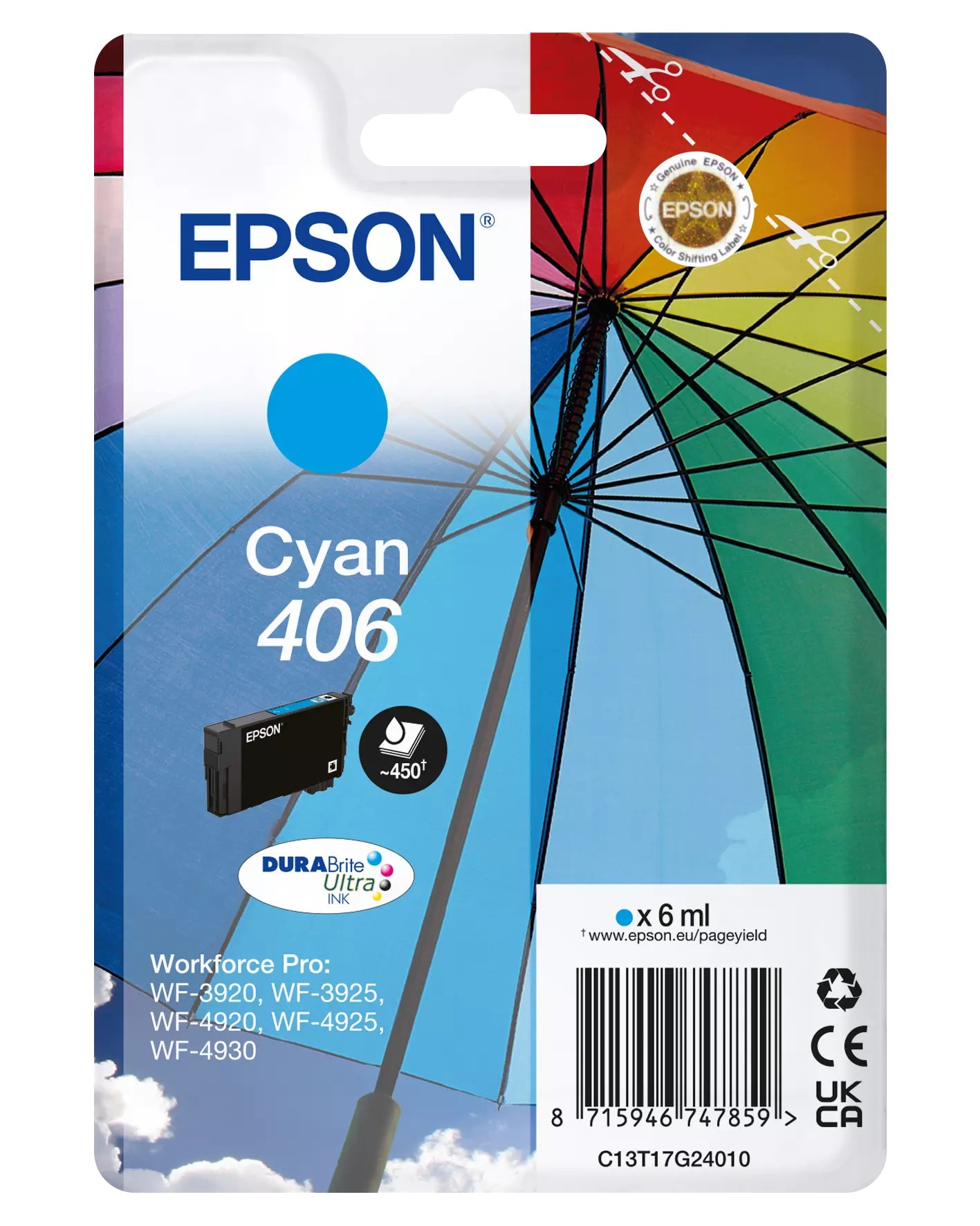 Epson , Druckerpatrone, Sglpack Cy 406 Umbrella Durabrite Ultra - Bild 4