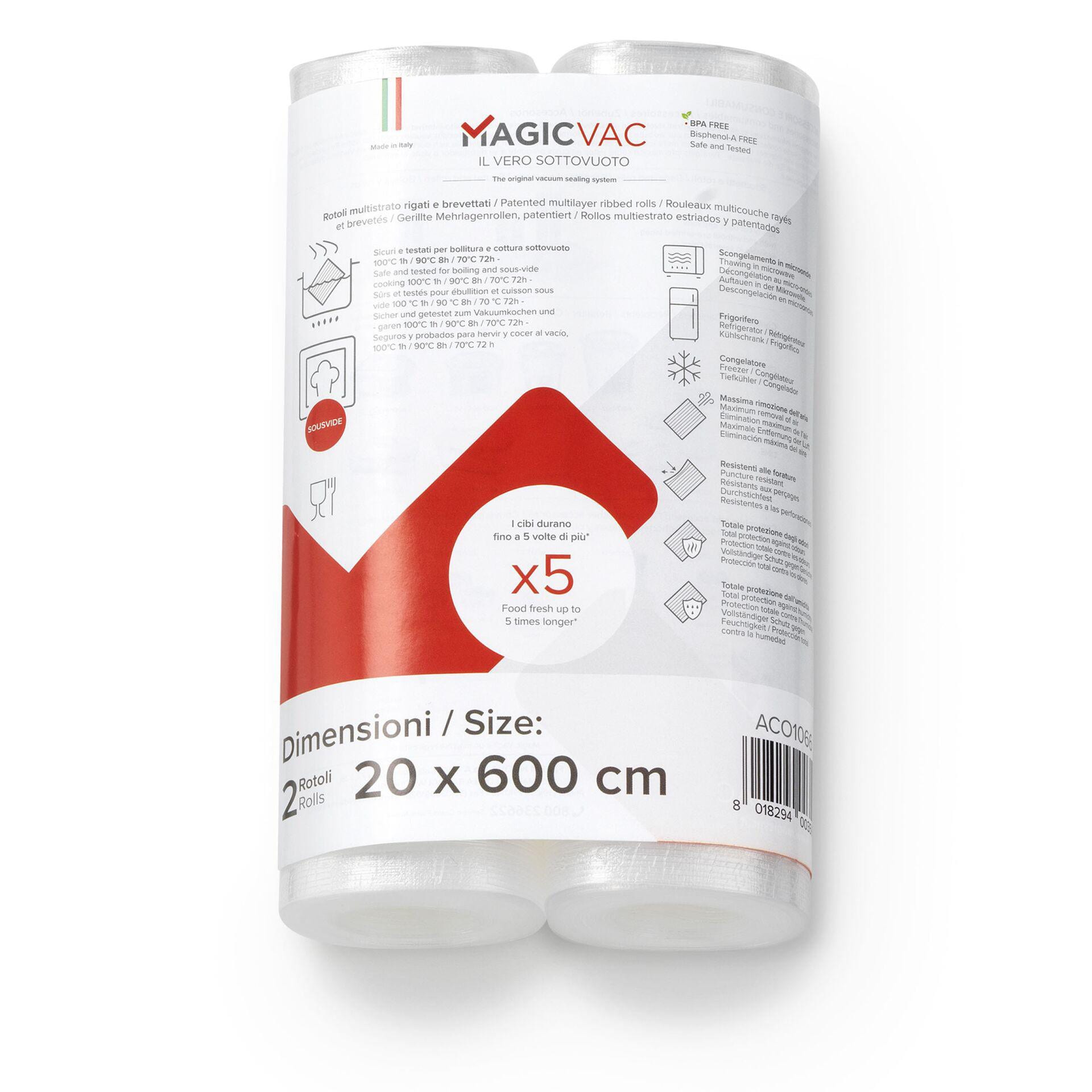 Magic Vac Magicvac Vakuumierfolienrollen 20 Cm X 6 Größe 2 Transparent
