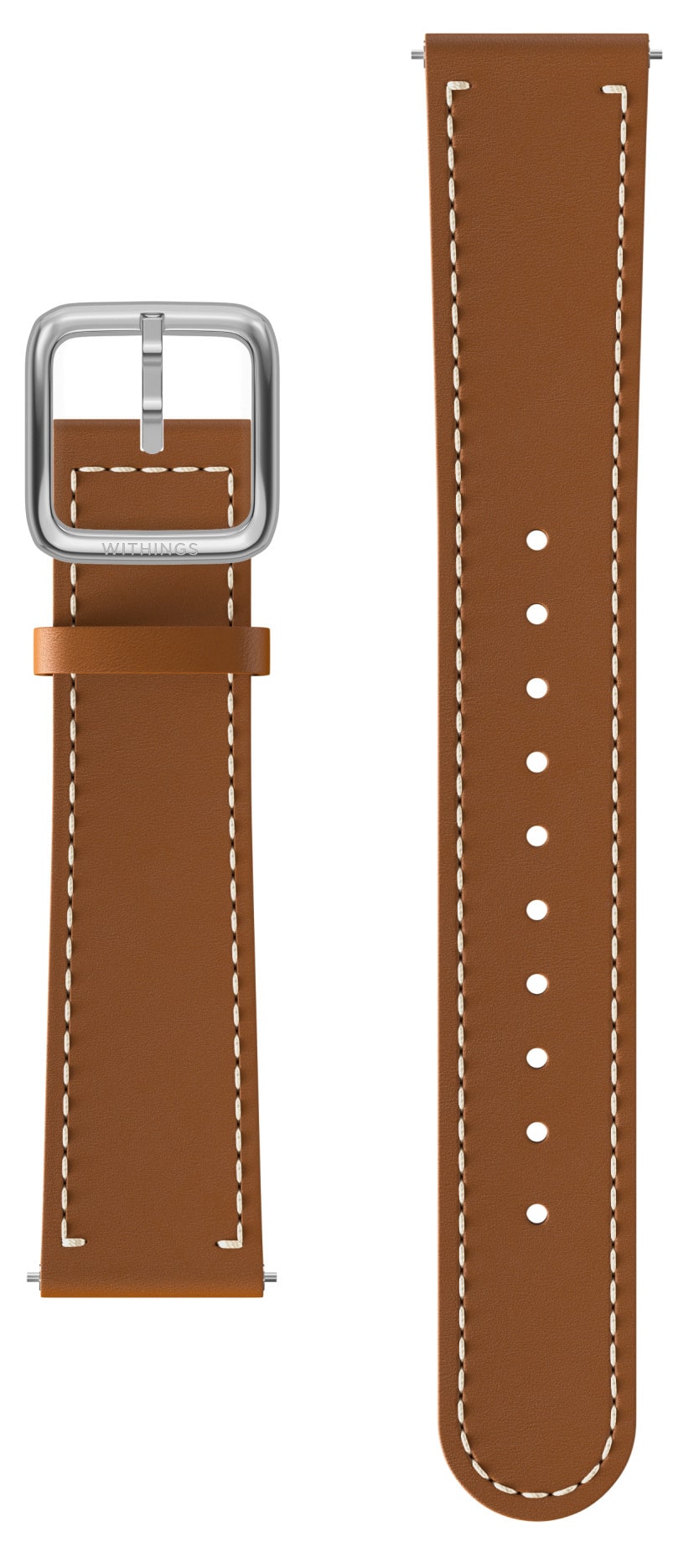 Withings  Braun Smartwatch-Armband "Leather Wristband 18Mm Für Scanwatch Light Scanwatch2 38Mm" Steel Hr 36Mm Move Move Ecg Steel - Material: Kalbsleder Edelstahl von Baur - Image 4