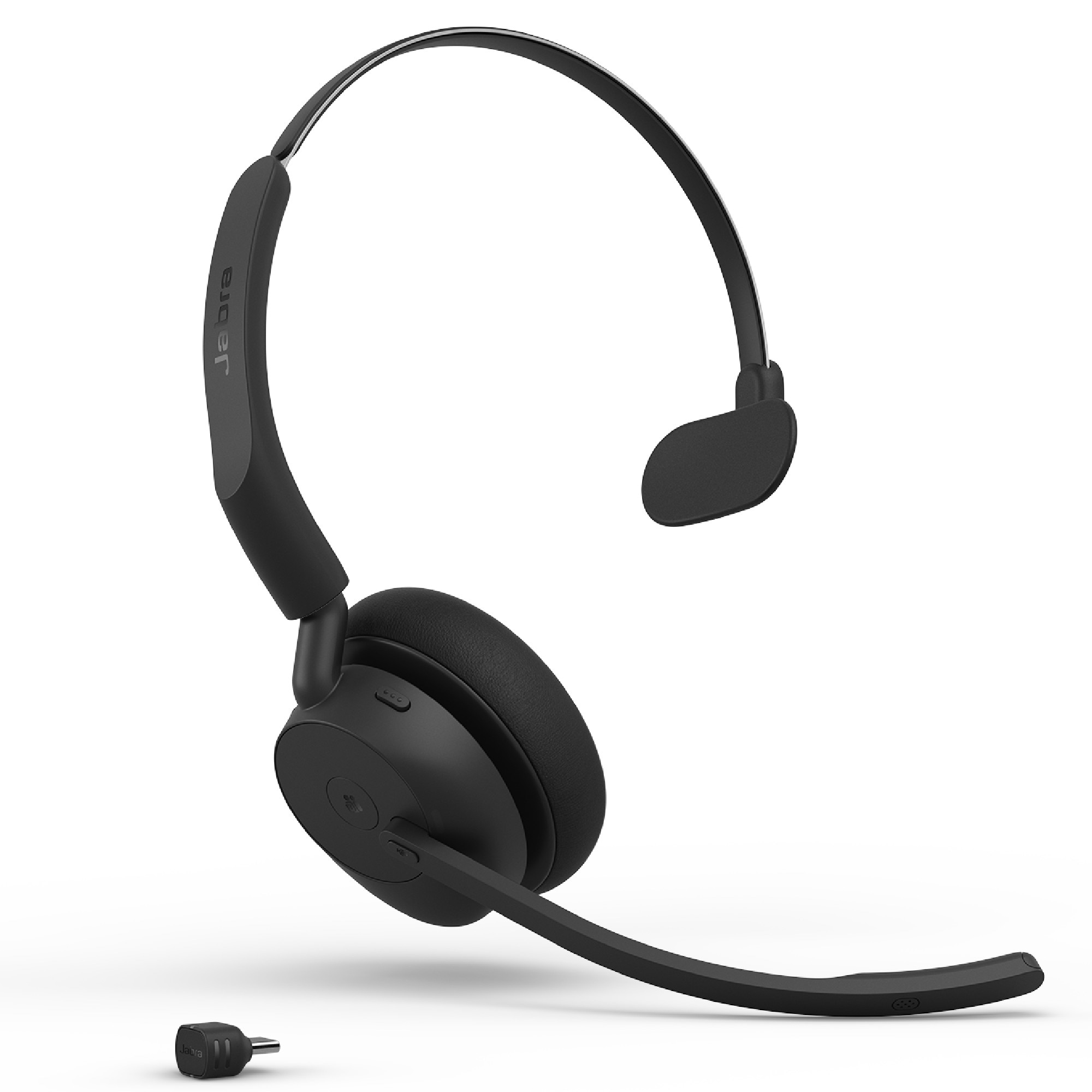 Jabra Evolve3 Mono Ms Kabelloses Bluetooth-Headset, Usb-C Dongle, Anc, Microsoft Teams Zertifiziert Größe 45 Schwarz