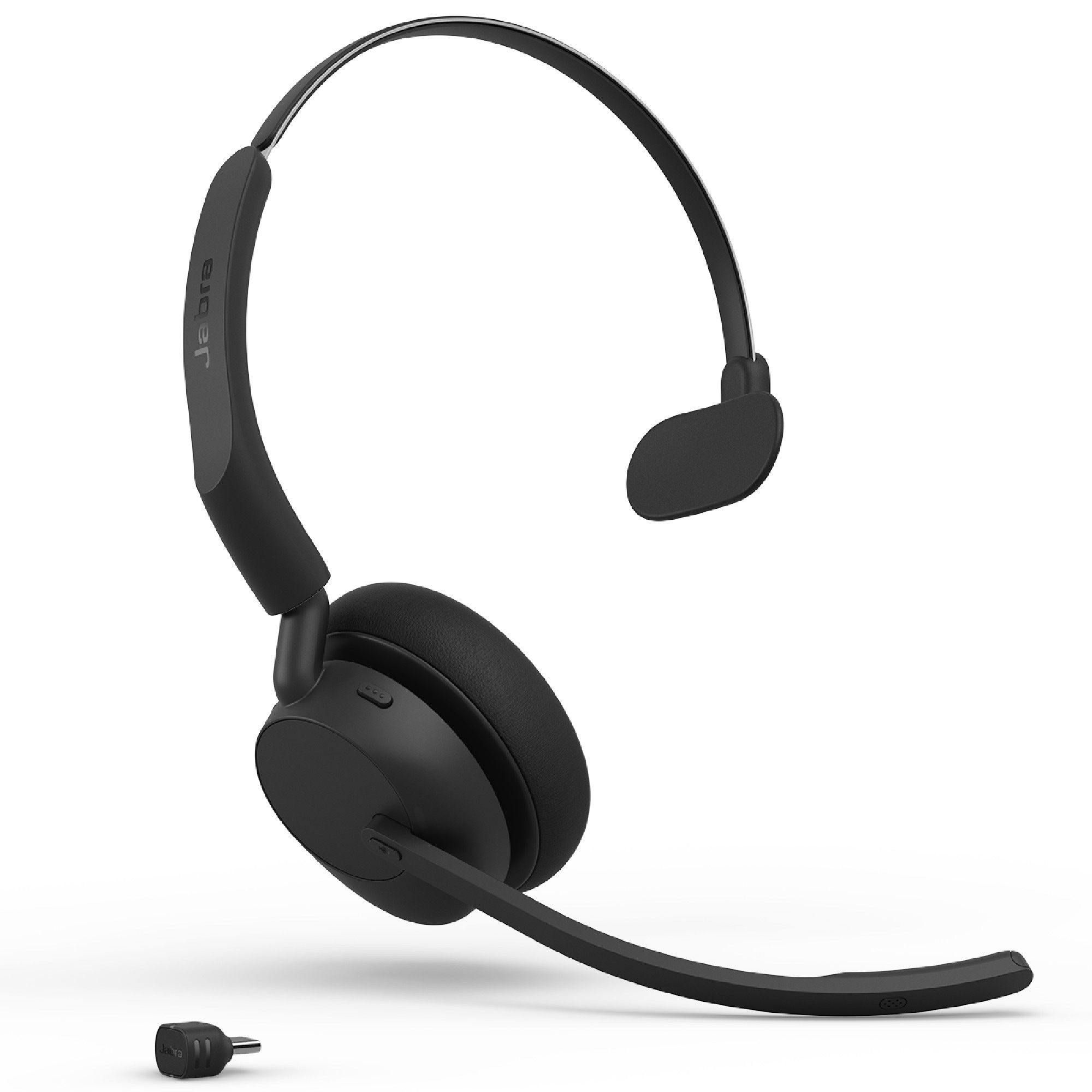 Jabra Evolve3 Mono Uc Kabelloses Bluetooth-Headset, Usb-C Dongle, Anc, Zertifiziert Für Uc, Zoom Und Google Fast Pair, Unterstützt Google Meet Größe 45 Schwarz