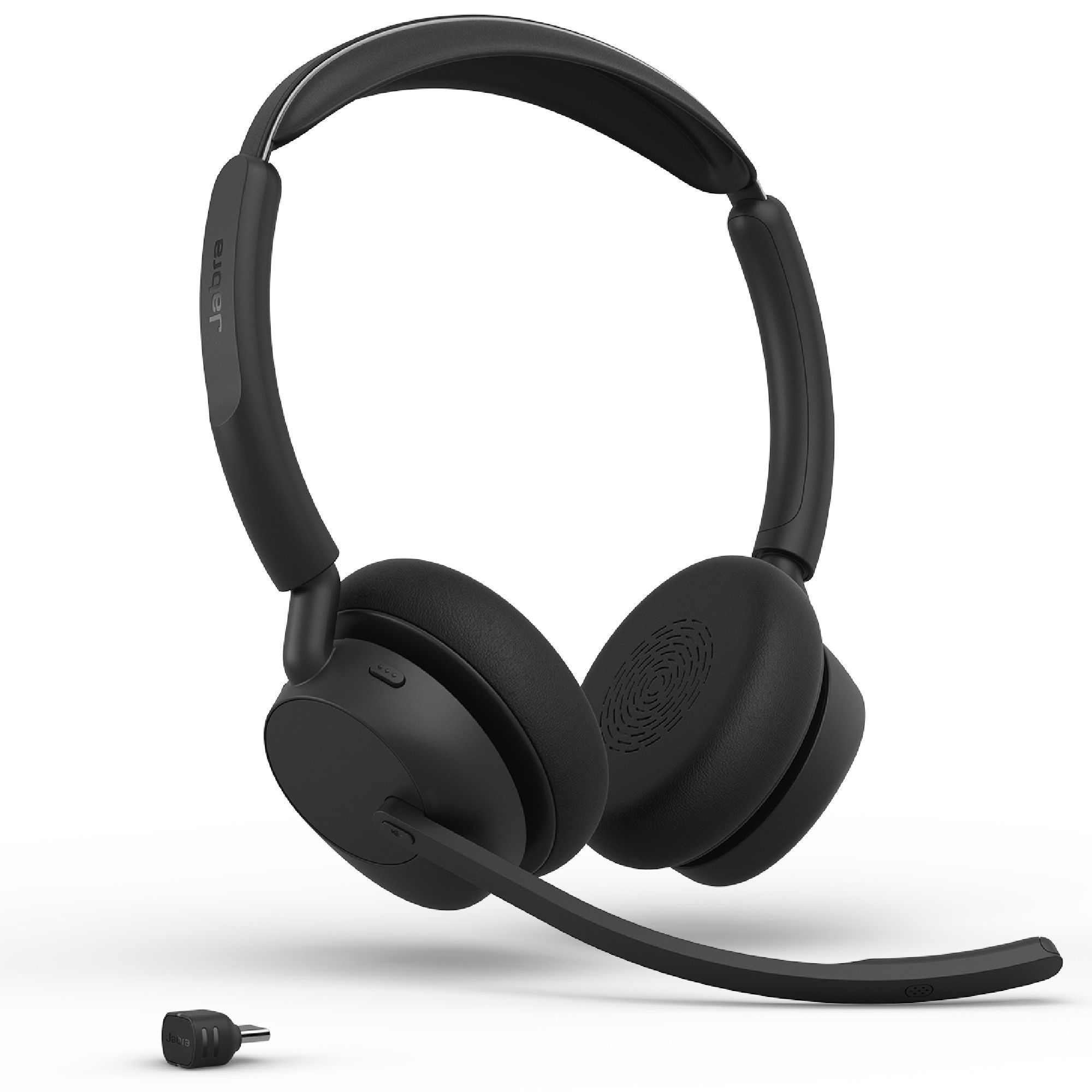 Jabra Evolve3 Stereo Uc Kabelloses Bluetooth-Headset, Usb-C Dongle, Anc, Zertifiziert Für Uc, Zoom Und Google Fast Pair, Unterstützt Google Meet Größe 45 Schwarz