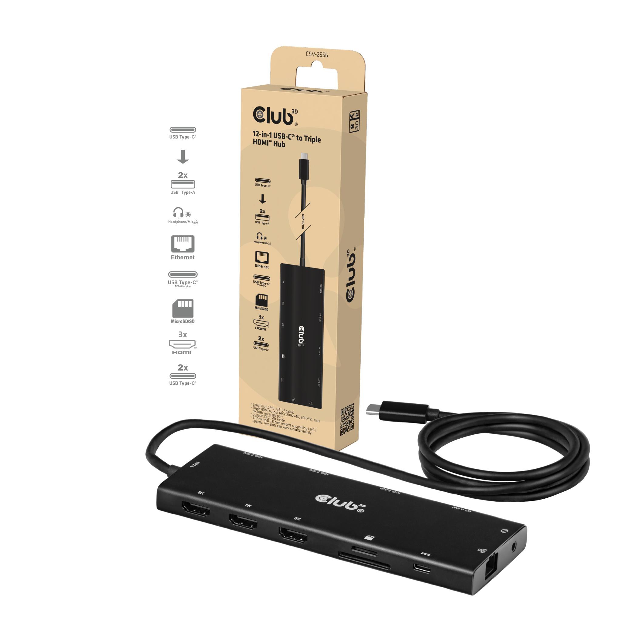 Club 3D CSV-2556 12-in-1 USB-C® auf Triple-HDMI™-Hub - Bild 3