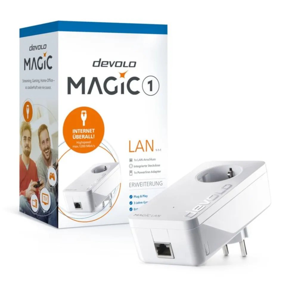 devolo Magic 1 1200Mbit, Buy Powerline, G.hn, Heimnetz 1x Ergänzung GbitLAN, LAN