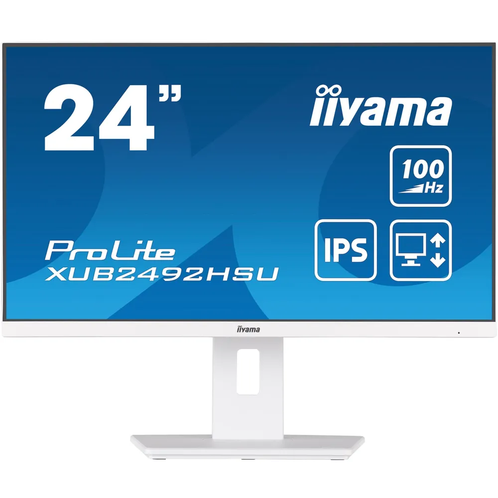 Monitor Iiyama 60,5 cm (23,8″) XUB2492HSU-W6 1920×1080 100Hz IPS 0,4ms HDMI DisplayPort 4xUSB3,2 Pivot Zvočniki sRGB99% ProLite bele barve komponentko