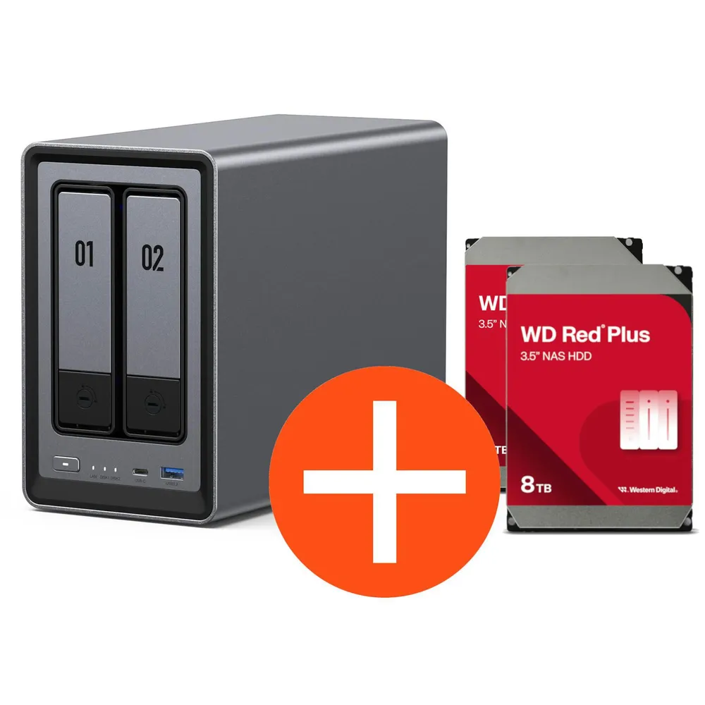 UGREEN NASync DXP2800 NAS System 2-Bay 16TB inkl. 2x WD WD80EFPX