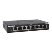 NETGEAR GS308 LAN Switch 8 Port Netzwerk Switch (Plug-and-Play Gigabit Switch LAN Splitter, LAN Verteiler, Ethernet Hub lüfterlos, robustes Metallgehäuse mit Ein-/Ausschalter), Schwarz
