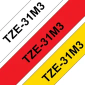 Brother TZE-31M3 12mm 8m 3 Bänder (TZe-231/TZe-431/TZe-631) Schriftfarbe schwarz