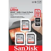 SanDisk Ultra SDHC Class 10, UHS-I 32GB, 3er Pack