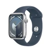 Apple Watch Series 9 Aluminium 45mm silber (Sportarmband sturmblau) S/M