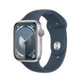 Apple Watch Series 9 Cellular Aluminium 45mm silber (Sportarmband sturmblau) S/M