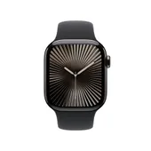 Apple Watch Series 10 LTE 42mm Slate Titangehäuse mit schwarzem Sportarmband - S/M