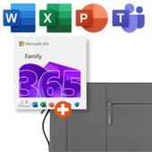 Microsoft 365 Family (Office-Apps inkl. Copilot-KI und 6TB Cloudspeicher) | Download & Produktschlüssel (inkl. Laptoptasche)
