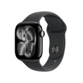 Apple Watch Series 11 GPS 42mm Aluminium Gehäuse Diamantschwarz mit Sport Band Schwarz - S/M
