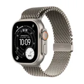Apple Watch Ultra 3 GPS + Cellular 49mm Natural Titanium Case with Natural Titanium Milanese Loop - Large