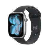 Apple Watch Series 11 GPS 46mm Space Grey Aluminium Gehäuse mit Sport Band (black) - M/L